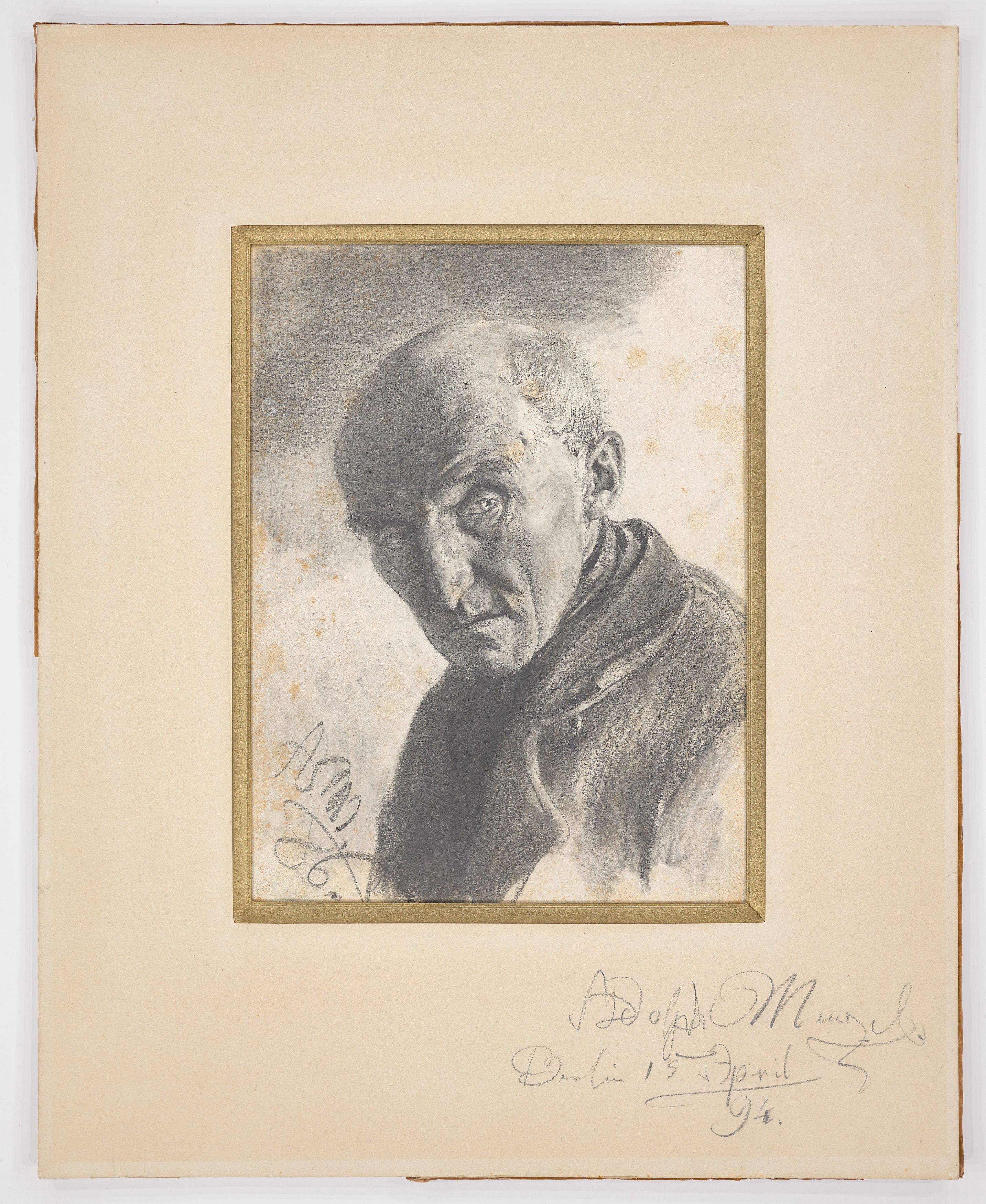 Auf diesem Bild ist das folgende Kunstwerk zu sehen: Adolph Menzel. Kopf eines alten Mannes. 1886.