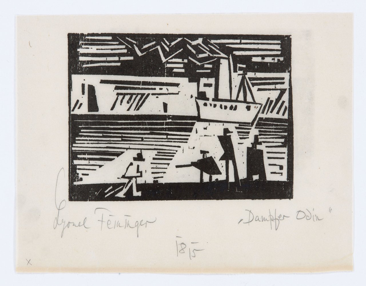 This picture shows the following artwork: Lyonel Feininger. ”Dampfer Odin”. 1918.