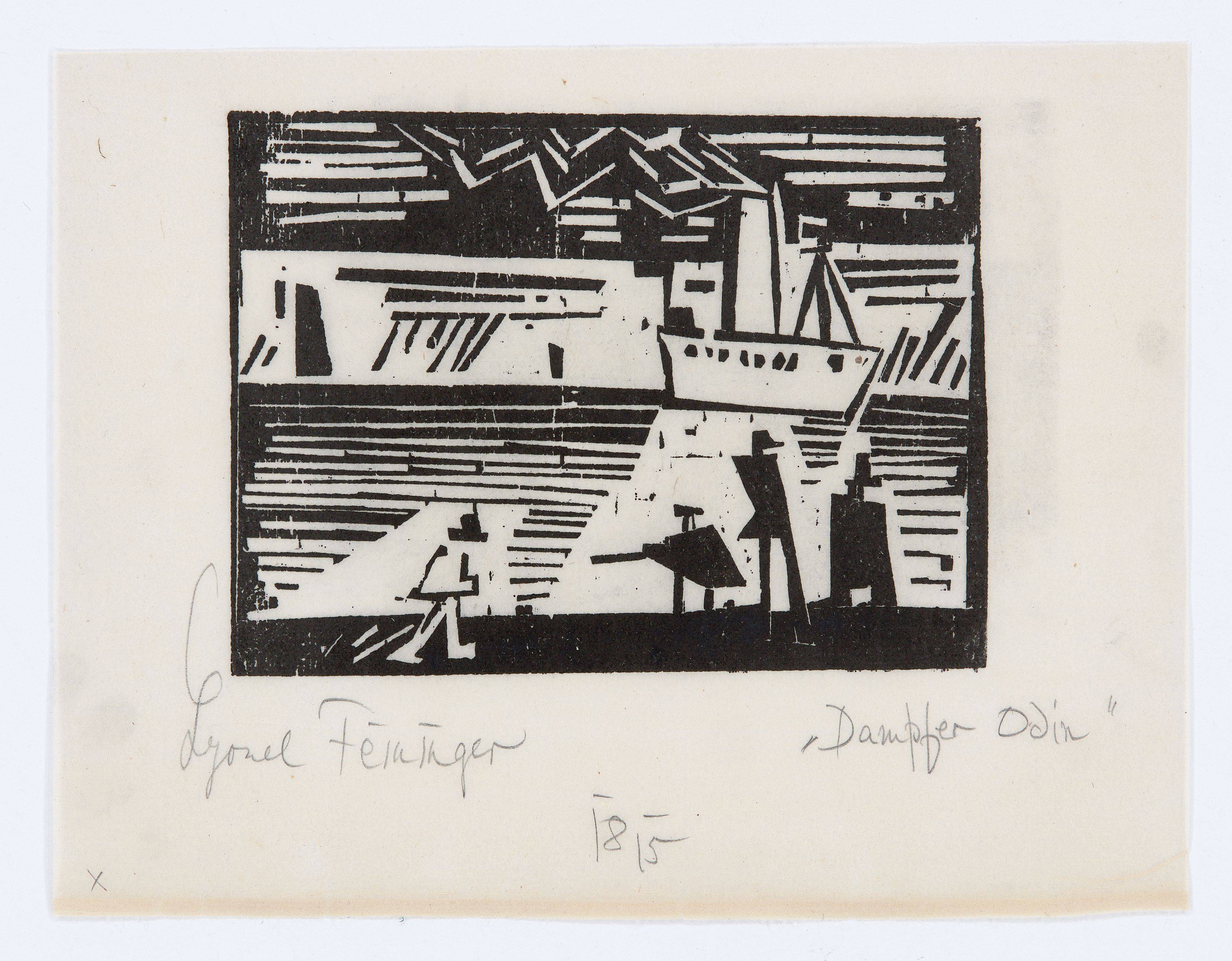 This picture shows the following artwork: Lyonel Feininger. ”Dampfer Odin”. 1918.