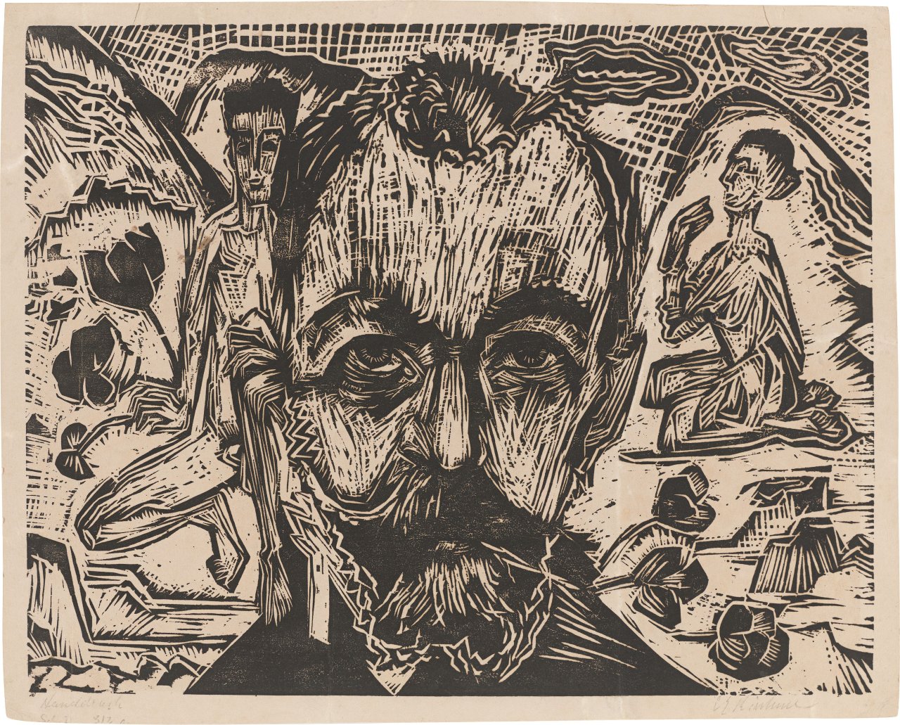 Auf diesem Bild ist das folgende Kunstwerk zu sehen: Ernst Ludwig Kirchner. „Hodlerkopf“. 1918.