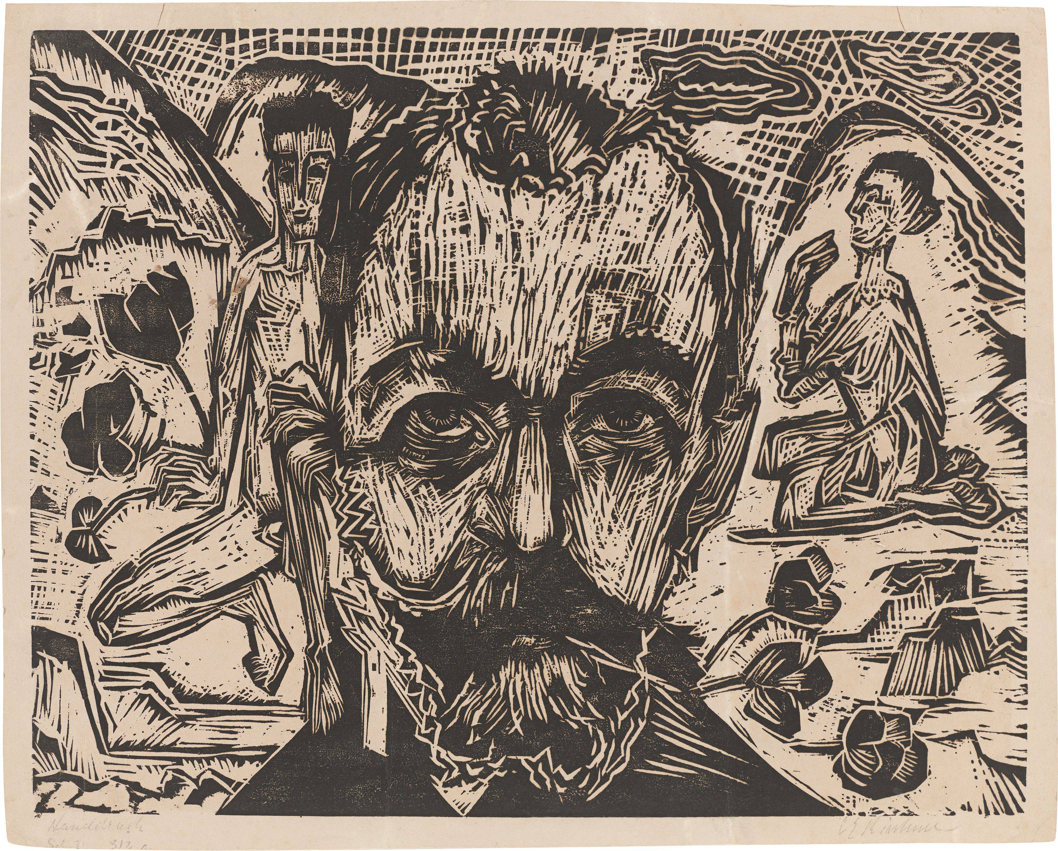 Auf diesem Bild ist das folgende Kunstwerk zu sehen: Ernst Ludwig Kirchner. „Hodlerkopf“. 1918.