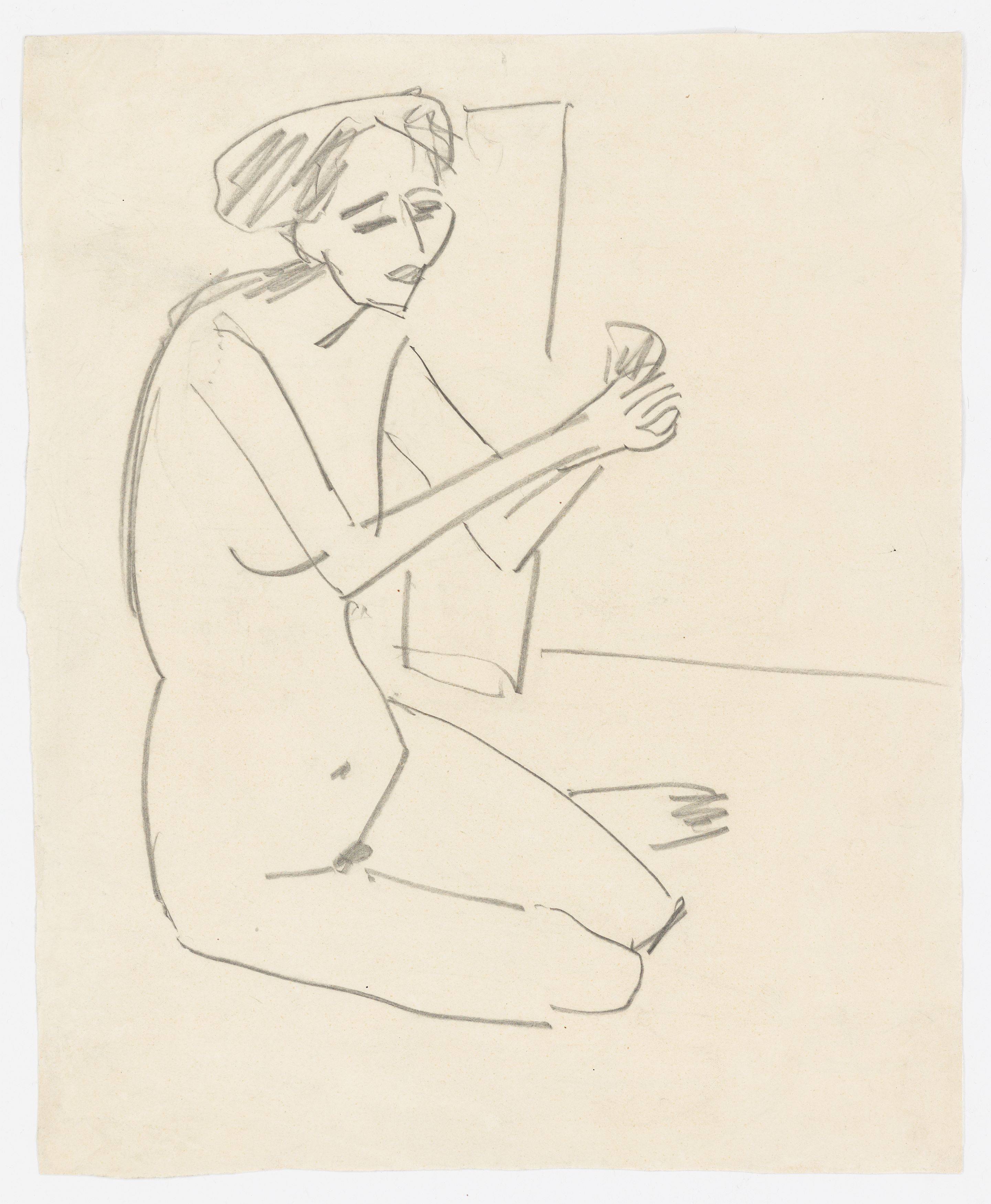 Auf diesem Bild ist das folgende Kunstwerk zu sehen: Ernst Ludwig Kirchner. Skizze zu „Badende Frauen“. 1913.