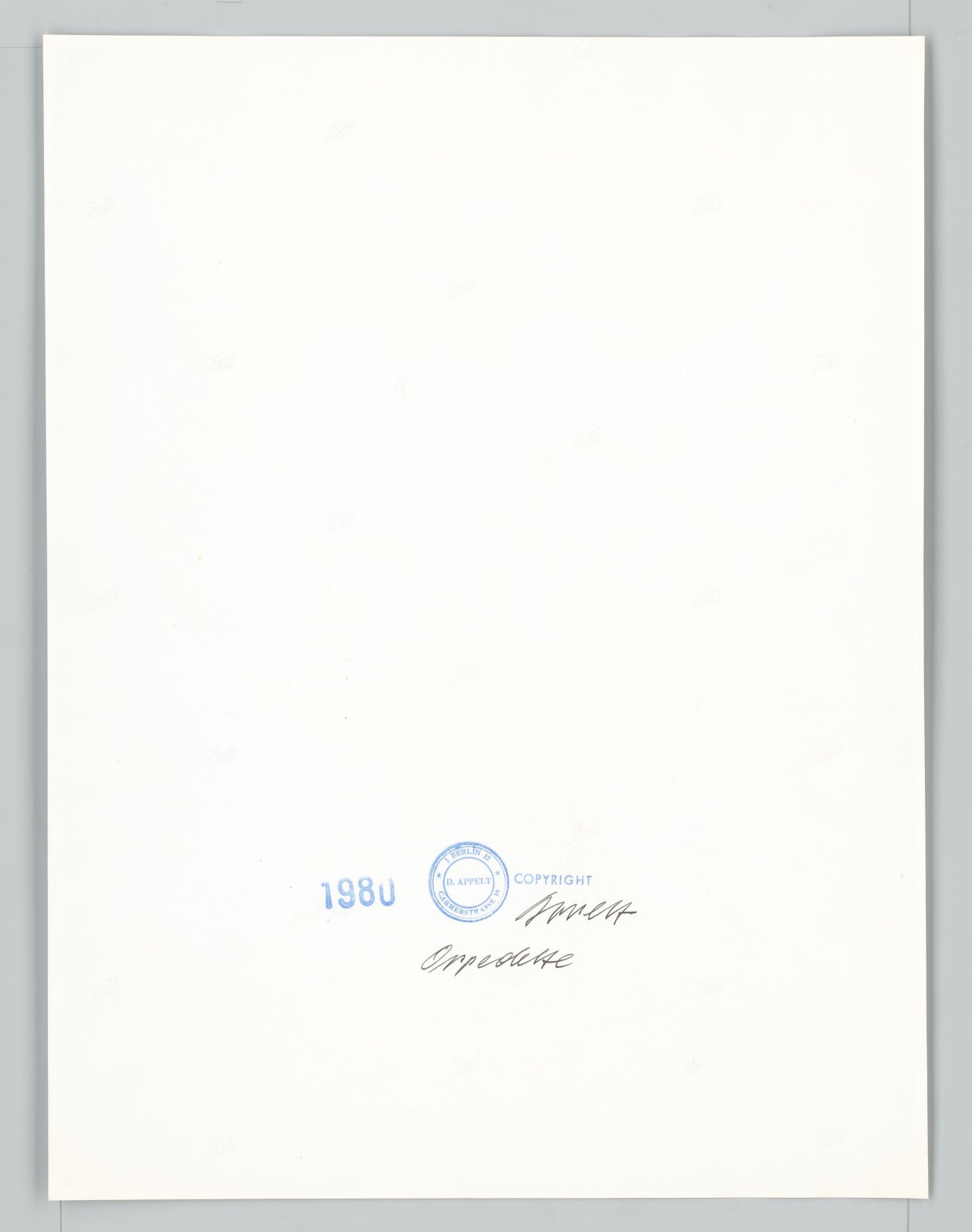 This picture shows the following artwork: Dieter Appelt. From the Tableau ”Oppedette”. 1980.