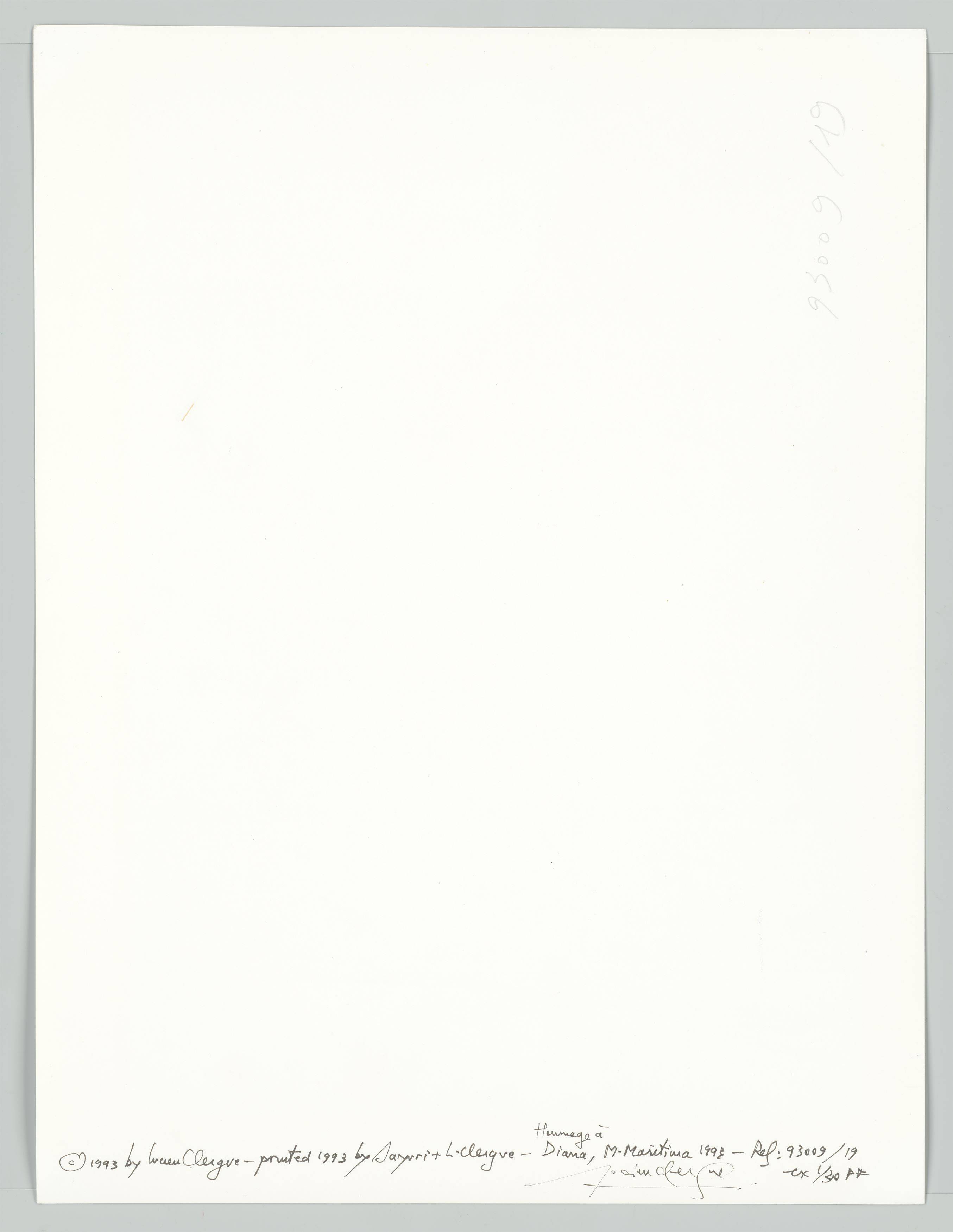 This picture shows the following artwork: Lucien Clergue. ”Hommage à Diana, M. Maritima”. 1993.