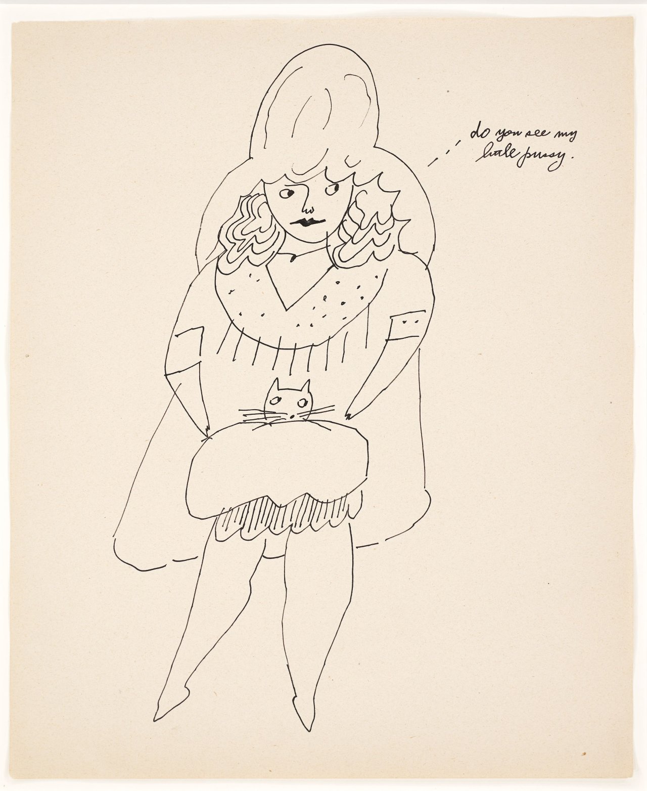 This picture shows the following artwork: Andy Warhol. Standing Girl (do you see my little pussy). Circa 1953.