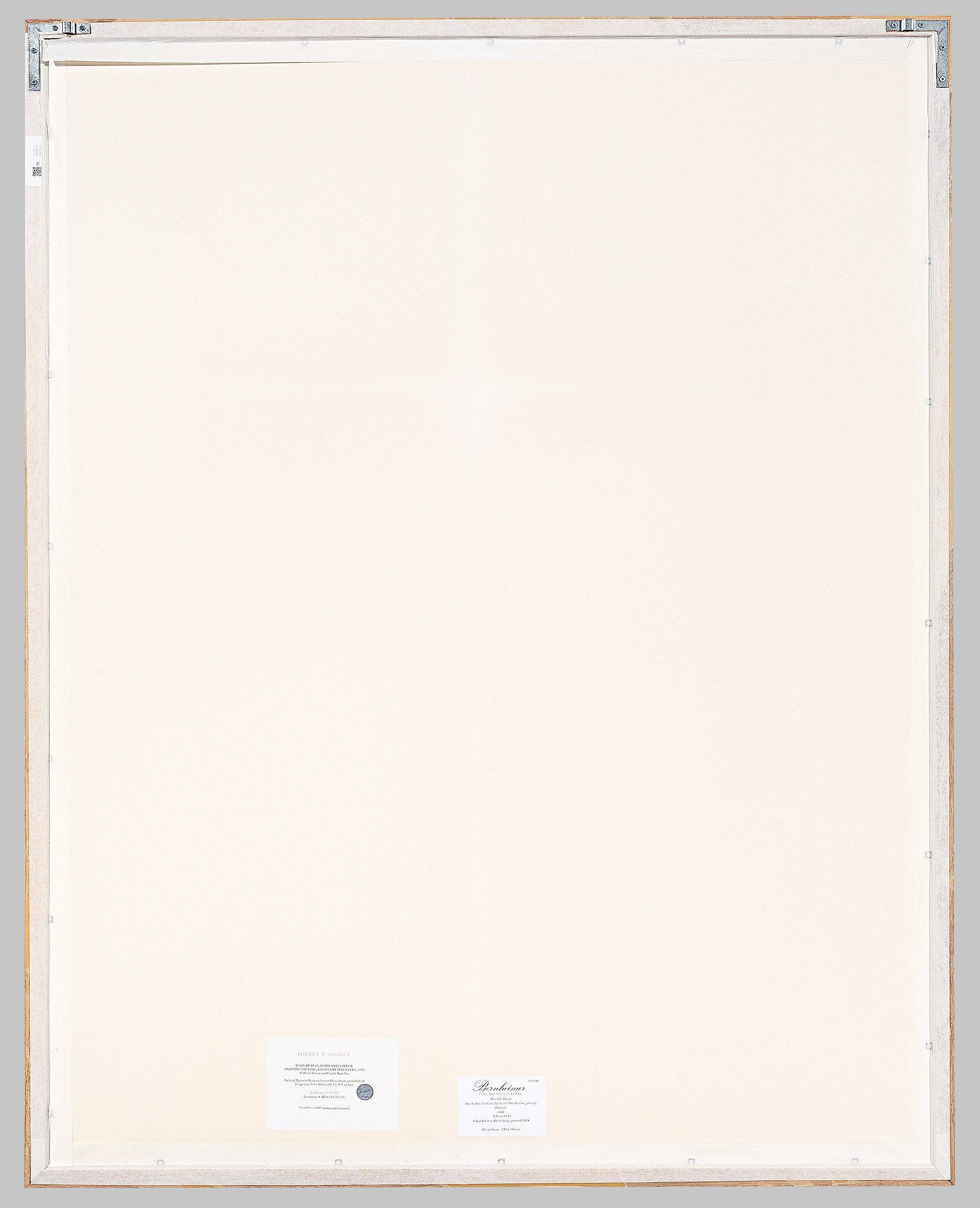 This picture shows the following artwork: Horst P. Horst (i.e. Horst Paul Albert Bohrmann). Hats by Best, Lord and Taylor. And Mme Pauline, Gloves by Dawnelle. 1943.