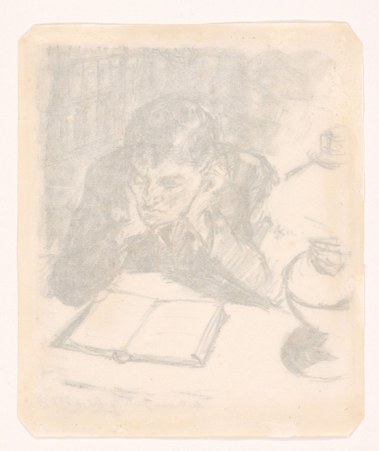 Auf diesem Bild ist das folgende Kunstwerk zu sehen: Max Beckmann. „Lesender Mann II (Selbstbildnis)“. 1912.