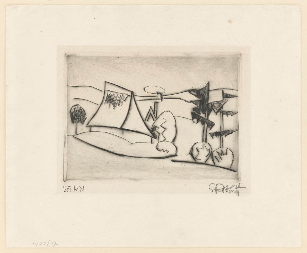 This picture shows the following artwork: Karl Schmidt-Rottluff. ”Holsteinische Landschaft I”. 1920.