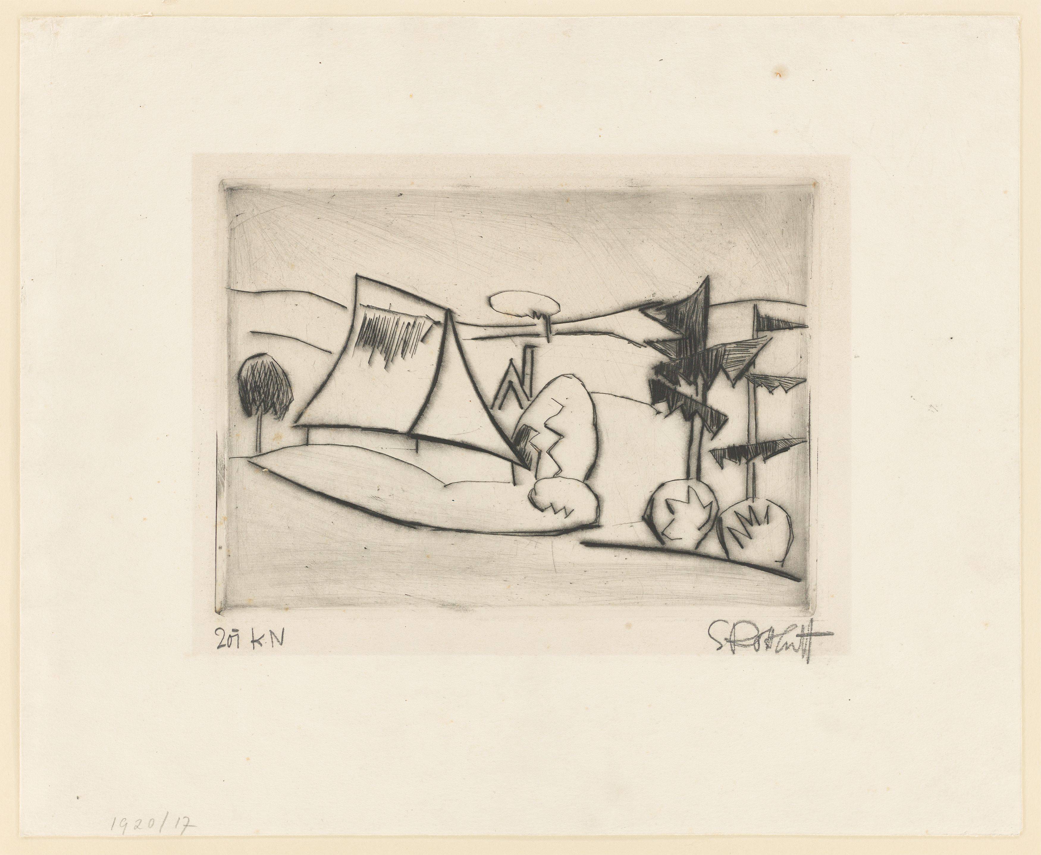 This picture shows the following artwork: Karl Schmidt-Rottluff. ”Holsteinische Landschaft I”. 1920.