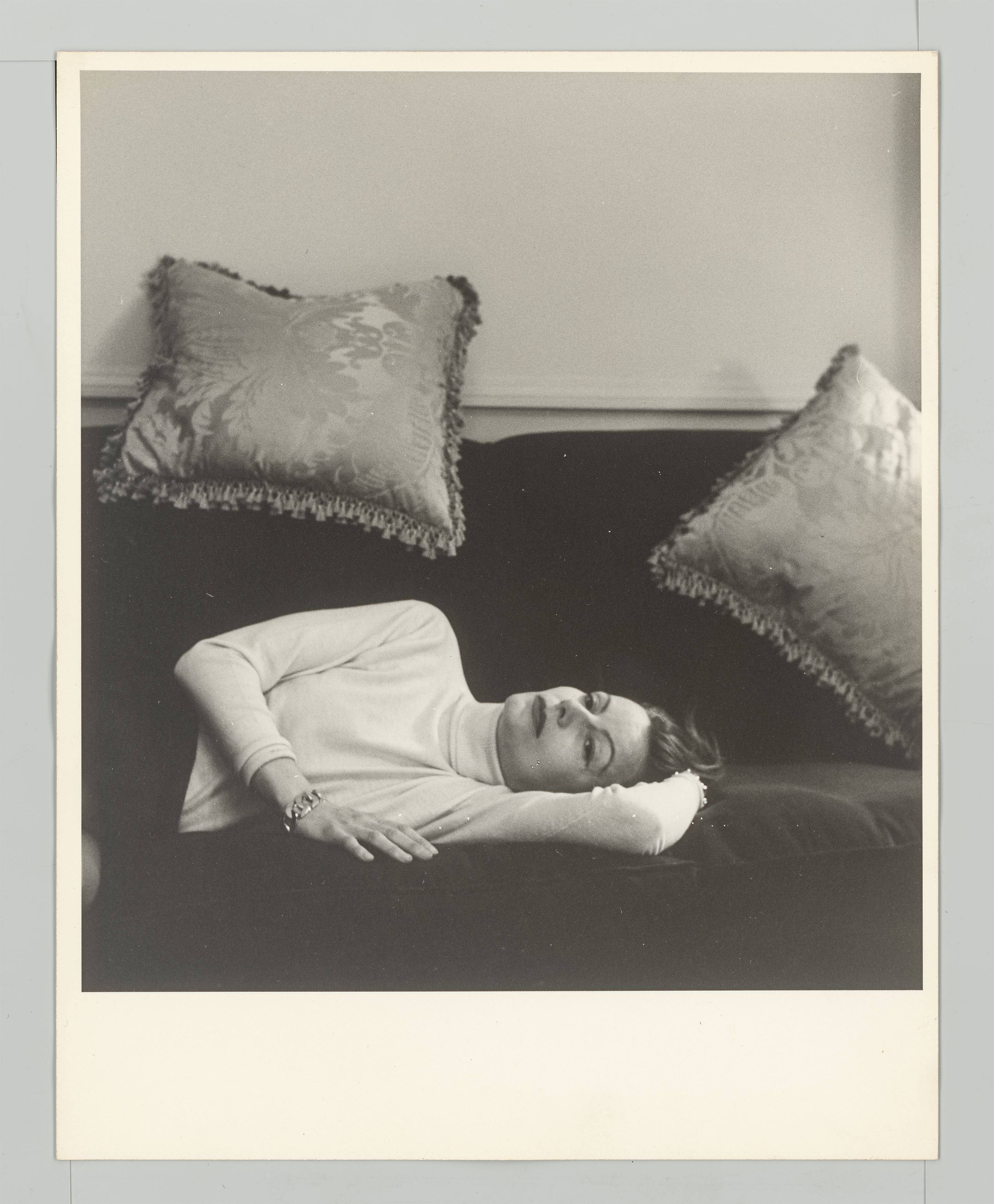 This picture shows the following artwork: Cecil Beaton. Greta Garbo in Beaton's suite at the Plaza Hotel, New York. 1946.