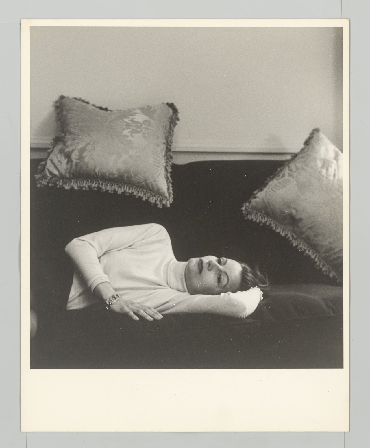 This picture shows the following artwork: Cecil Beaton. Greta Garbo in Beaton's suite at the Plaza Hotel, New York. 1946.