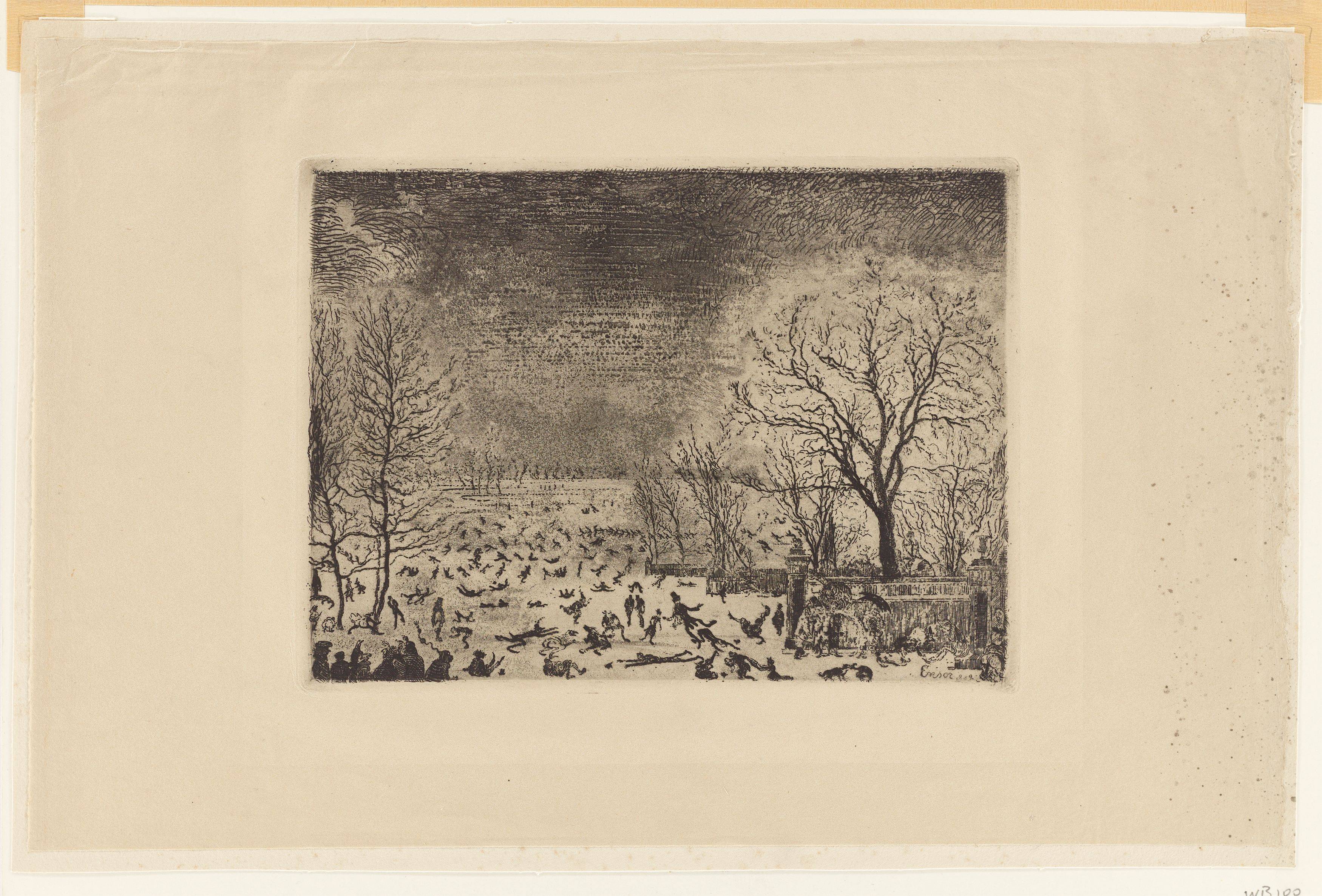 Auf diesem Bild ist das folgende Kunstwerk zu sehen: James Ensor. „Les patineurs“. 1889.