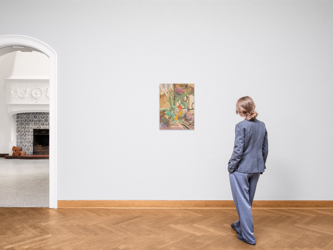 This picture shows the following artwork: Erich Heckel. ”Blumen vor Gitter”. 1951.