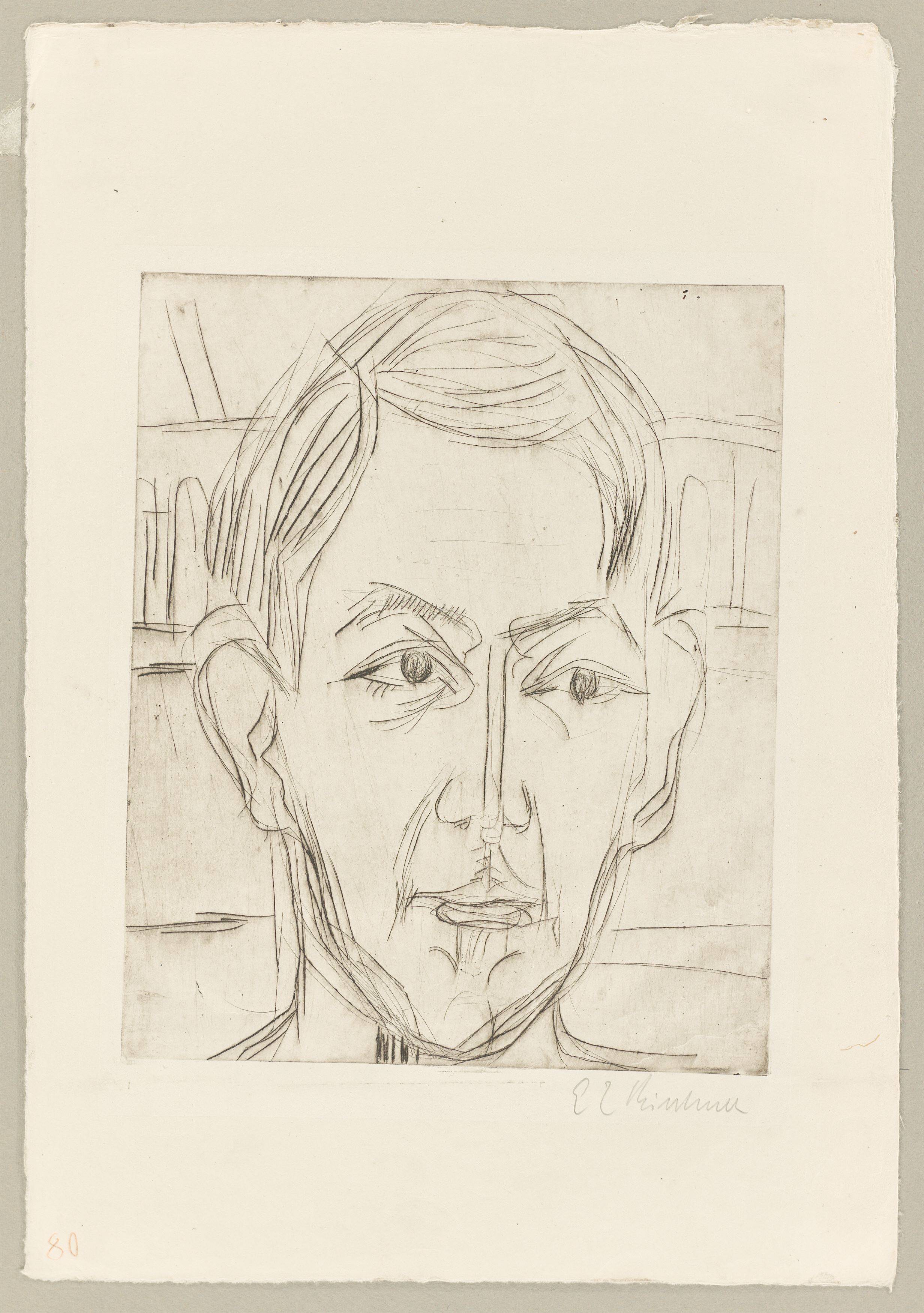 Auf diesem Bild ist das folgende Kunstwerk zu sehen: Ernst Ludwig Kirchner. „Kopf eines jungen Mannes (Dr. Hans Bütow)“. 1925/26.