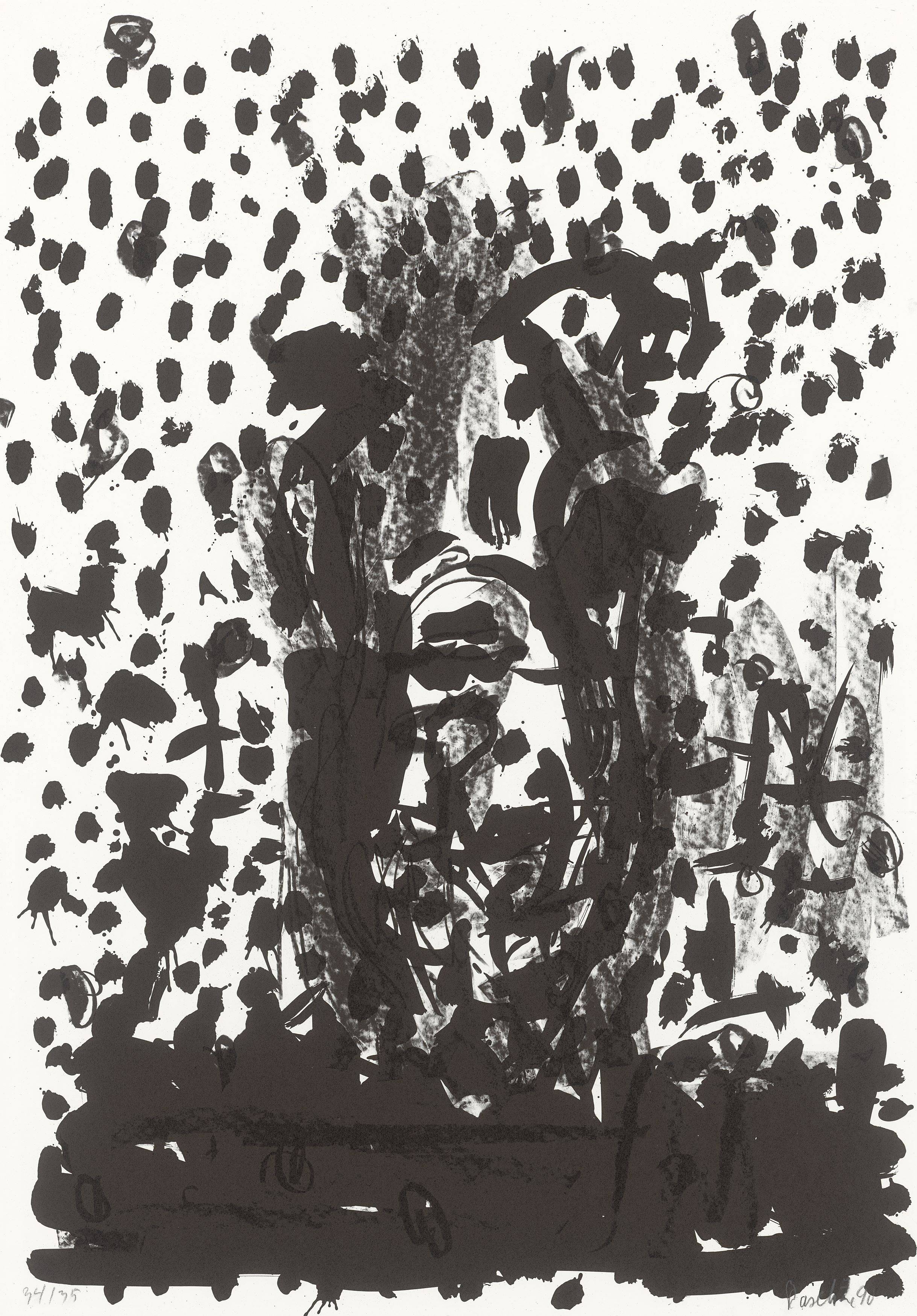 This picture shows the following artwork: Georg Baselitz. From: ”Georg Baselitz - Suite 45”. 1990.