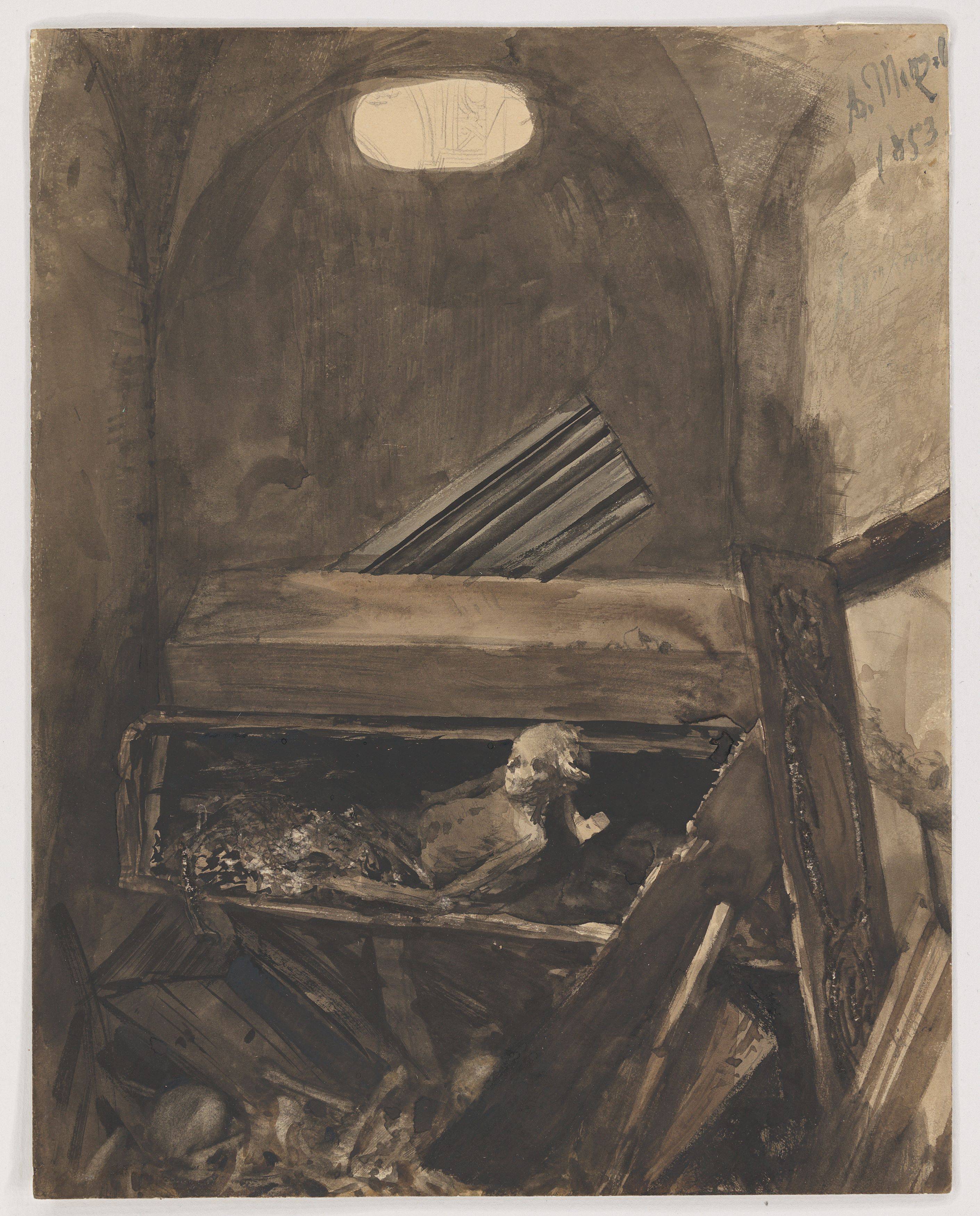 This picture shows the following artwork: Adolph Menzel. Crypt of Liebfrauenkirche in Halberstadt. 1853.