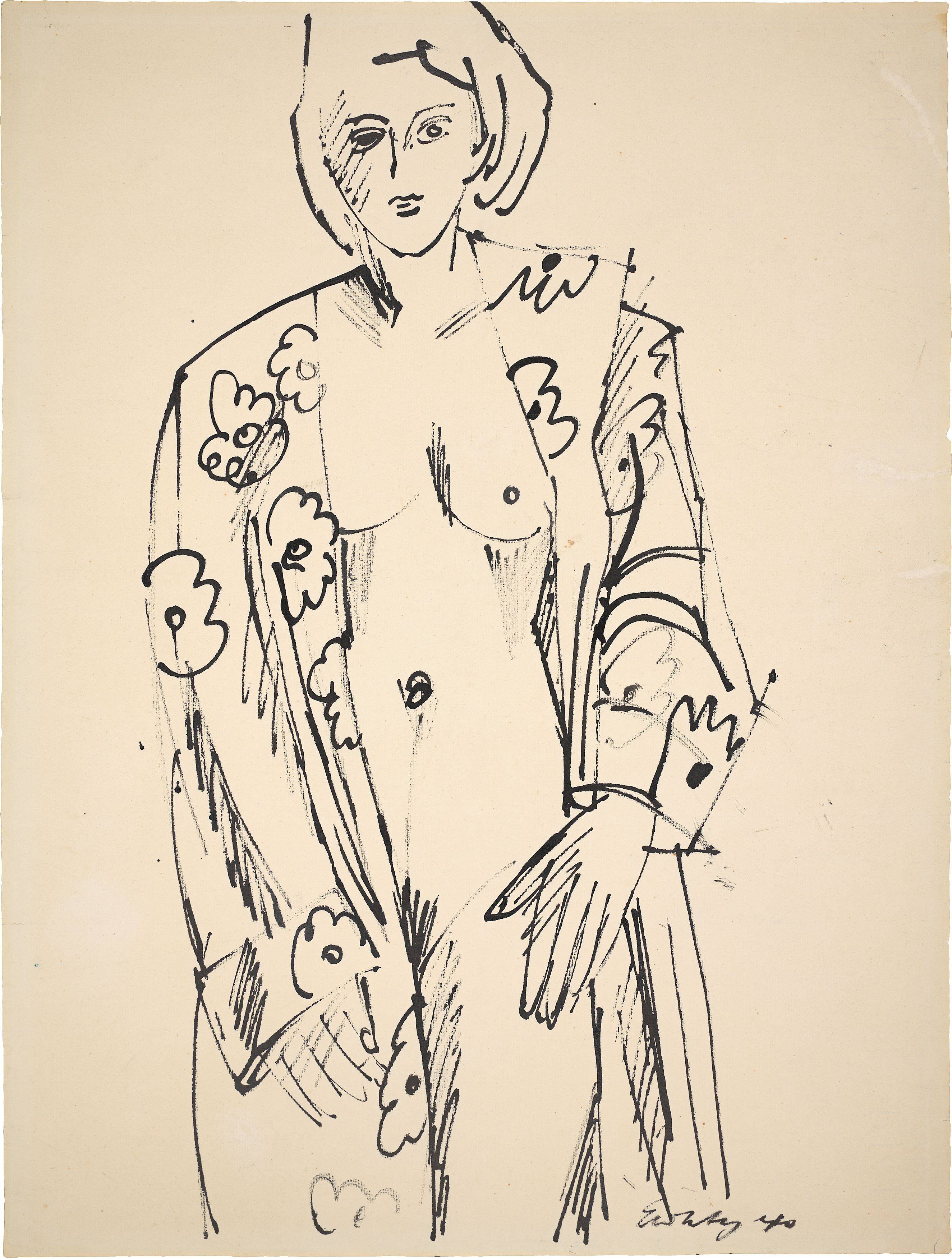 This picture shows the following artwork: Ernst Wilhelm Nay. ”Im Morgenmantel”. 1940.