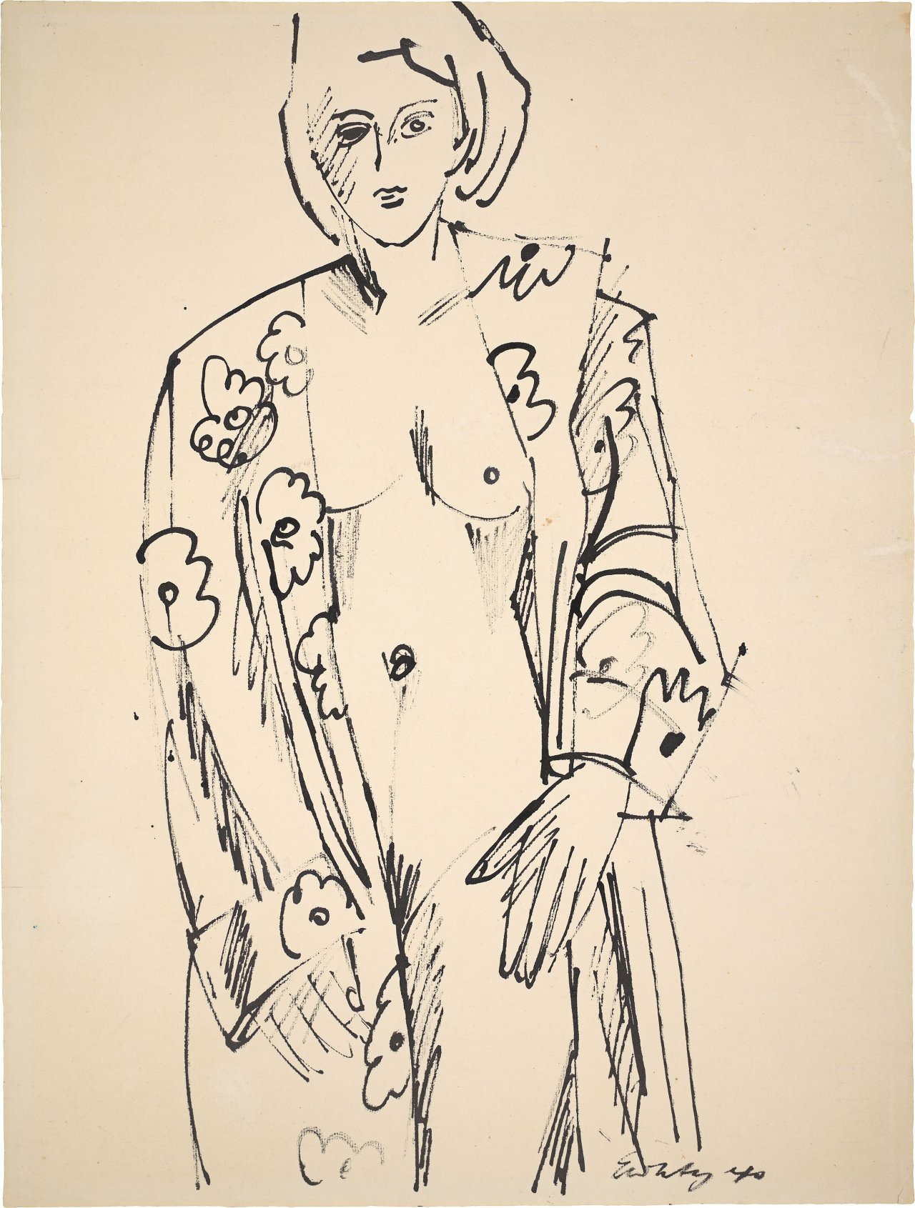 This picture shows the following artwork: Ernst Wilhelm Nay. ”Im Morgenmantel”. 1940.