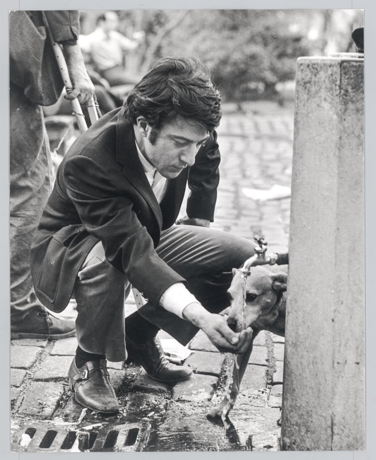 This picture shows the following artwork: Ron Galella (i.e. Galella, Ronald E.). Dustin Hoffman, Central Park, New York City. 1969.