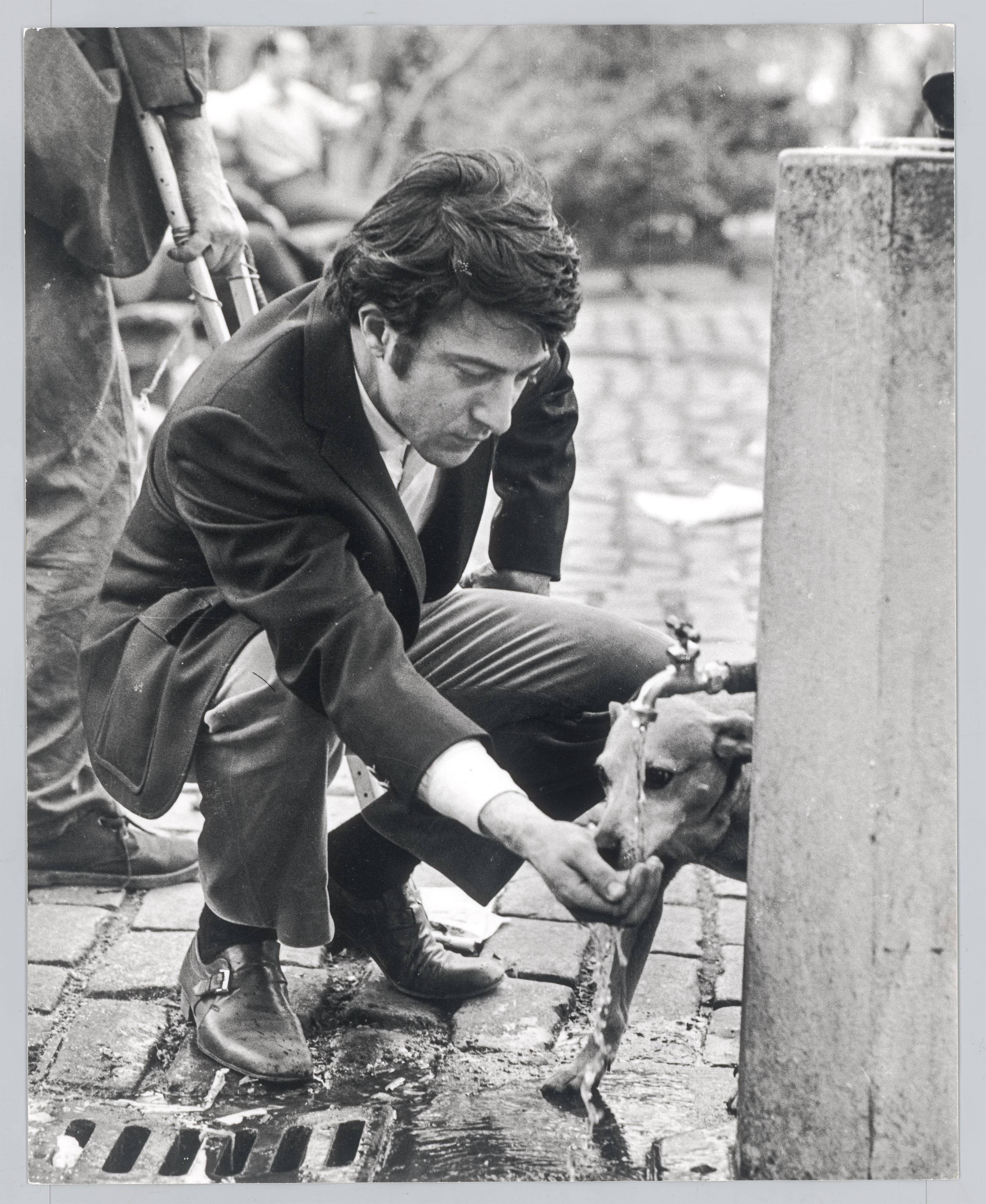 This picture shows the following artwork: Ron Galella (i.e. Galella, Ronald E.). Dustin Hoffman, Central Park, New York City. 1969.