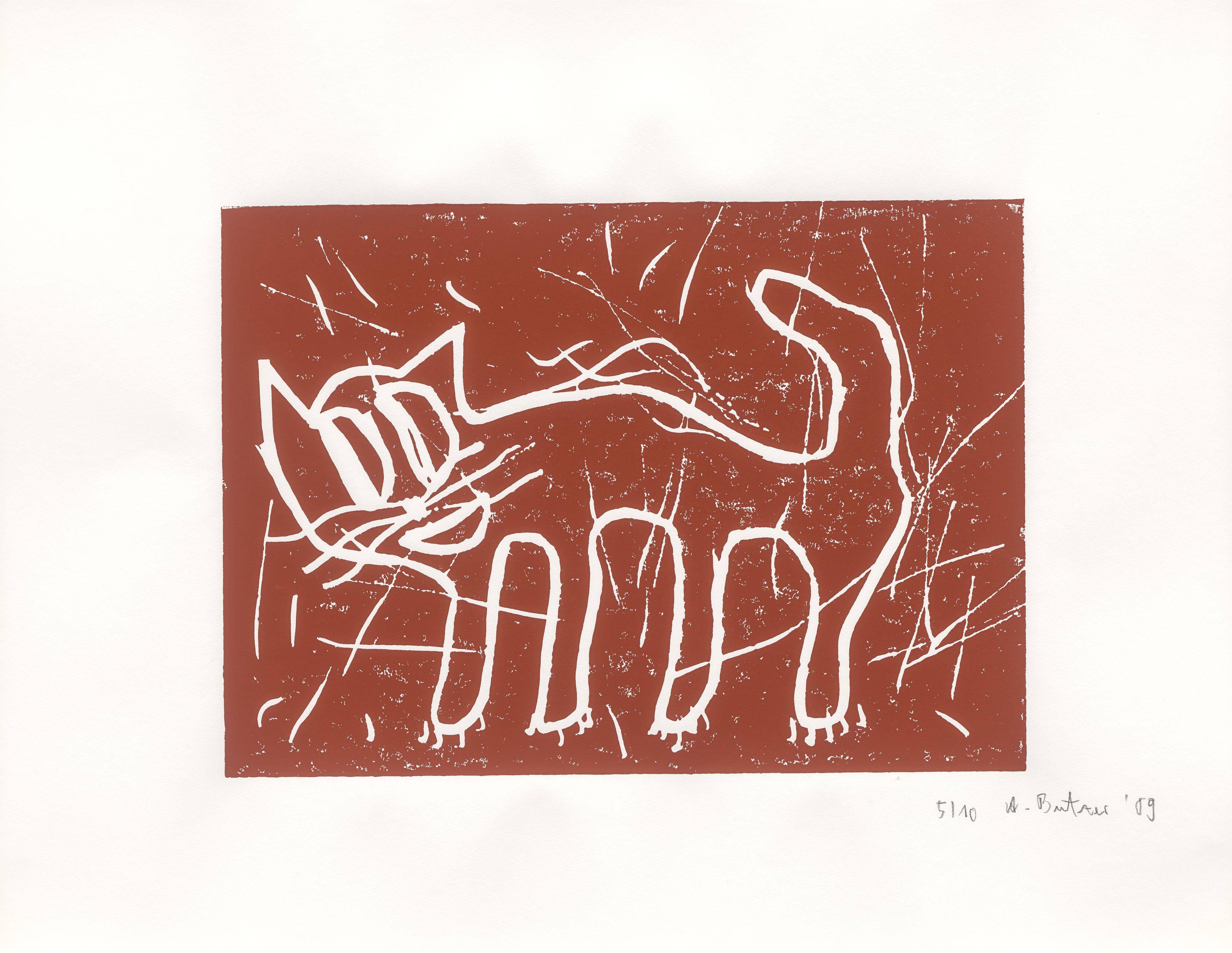 This picture shows the following artwork: André Butzer. Untitled (cats). 2009.