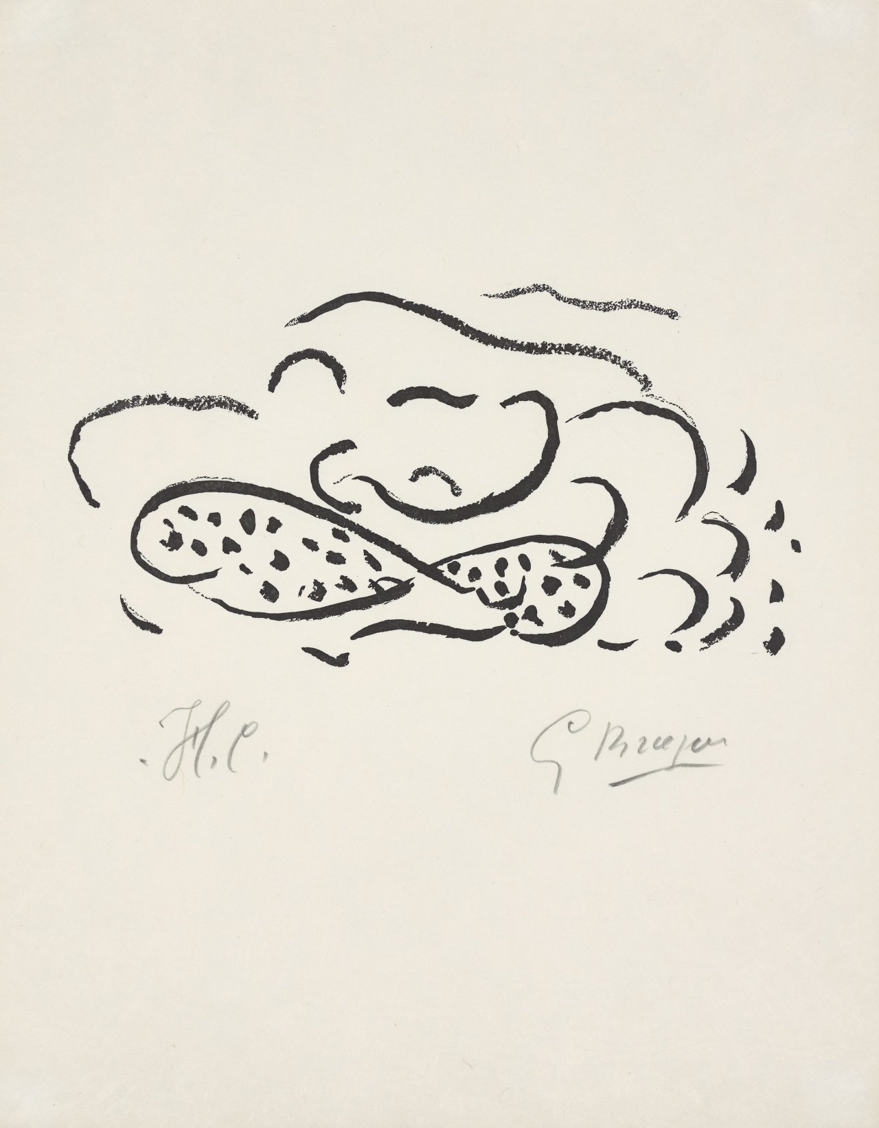 Auf diesem Bild ist das folgende Kunstwerk zu sehen: Georges Braque. Aus: „Si je mourais là-bas“. 1962.