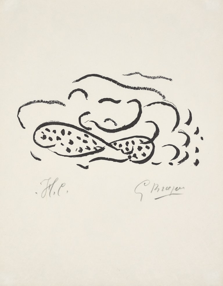 Auf diesem Bild ist das folgende Kunstwerk zu sehen: Georges Braque. Aus: „Si je mourais là-bas“. 1962.