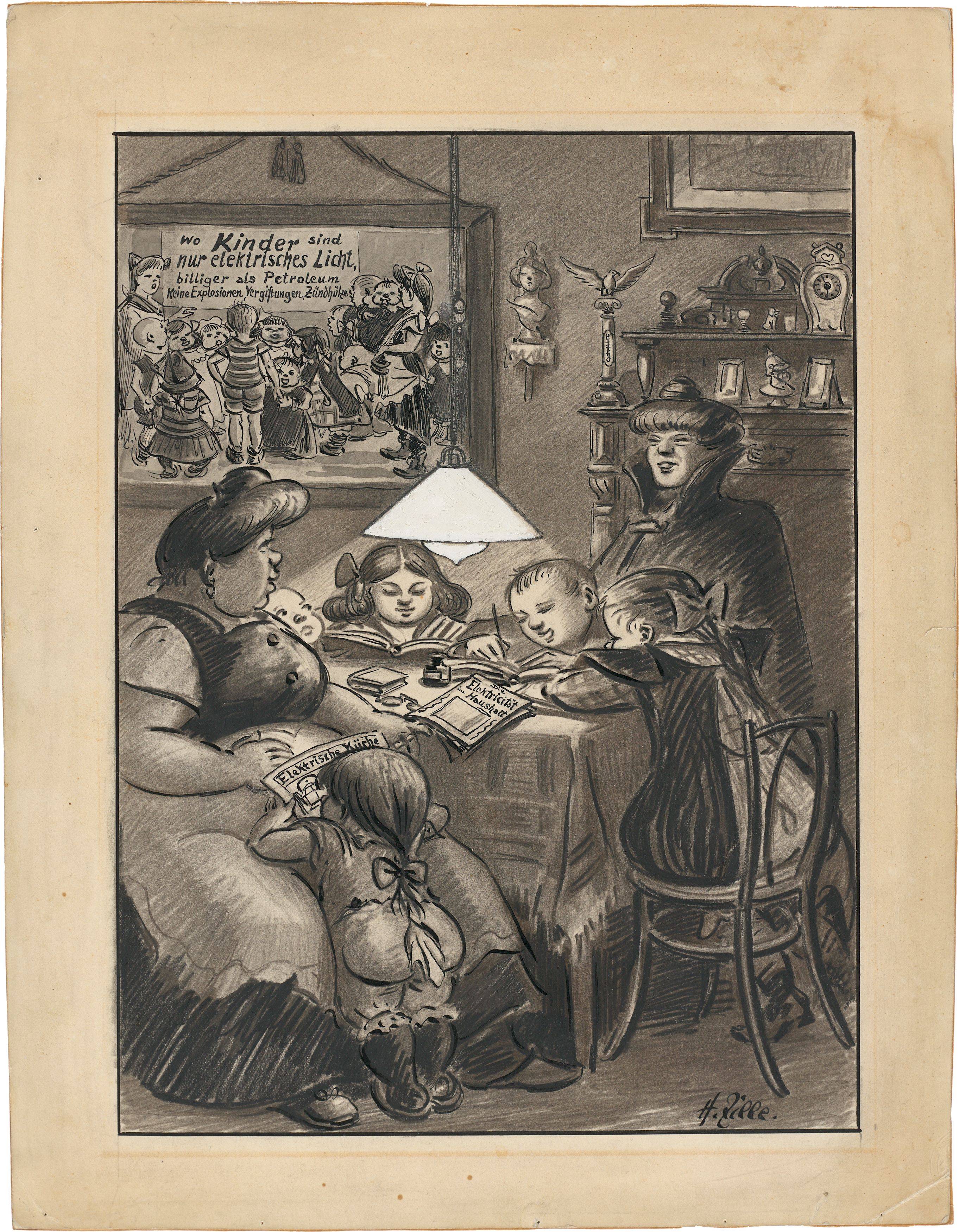 Auf diesem Bild ist das folgende Kunstwerk zu sehen: Heinrich Zille. Elektrisches Licht. Um 1911/12.