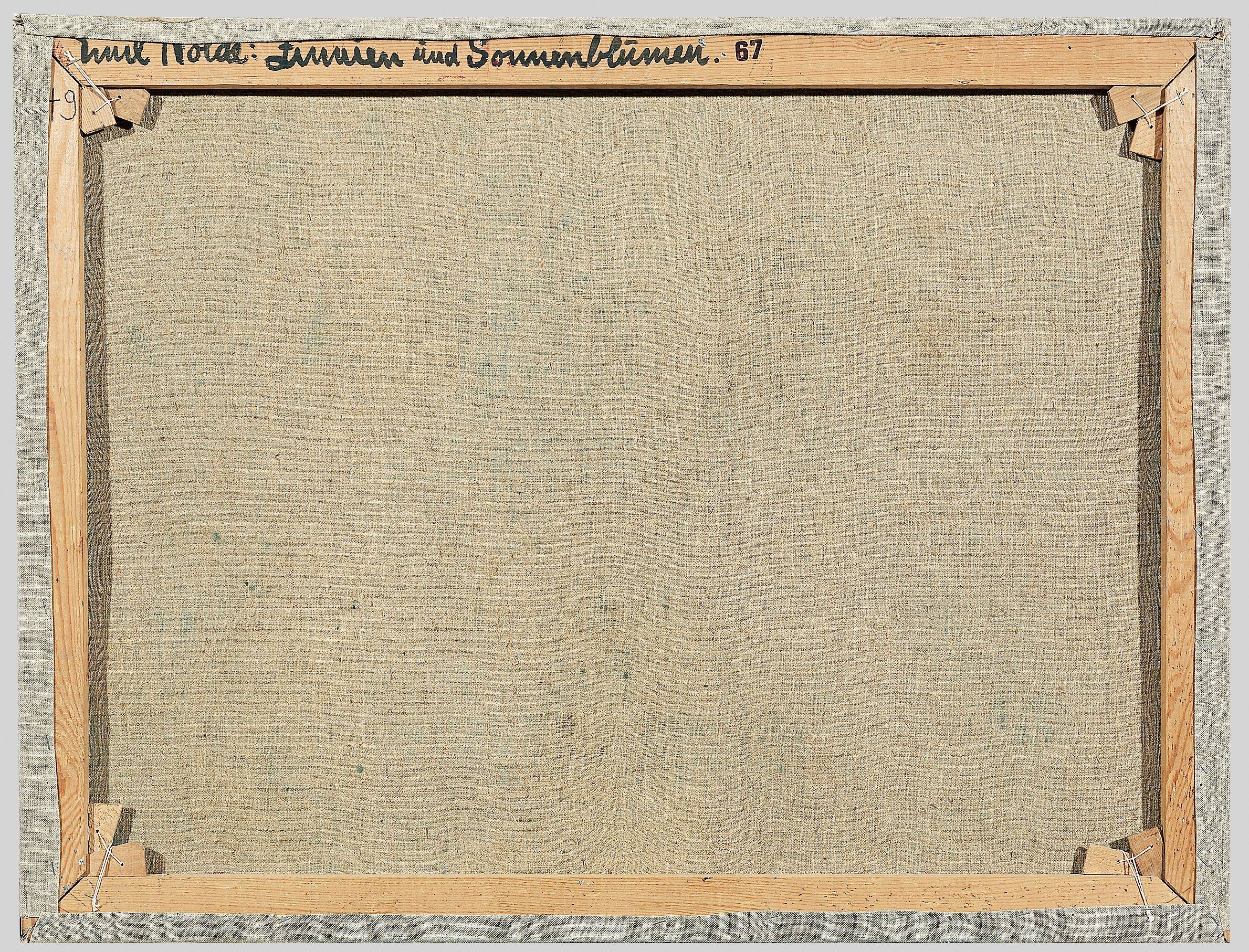 This picture shows the following artwork: Emil Nolde. ”Zinnien und Sonnenblumen”. 1940.