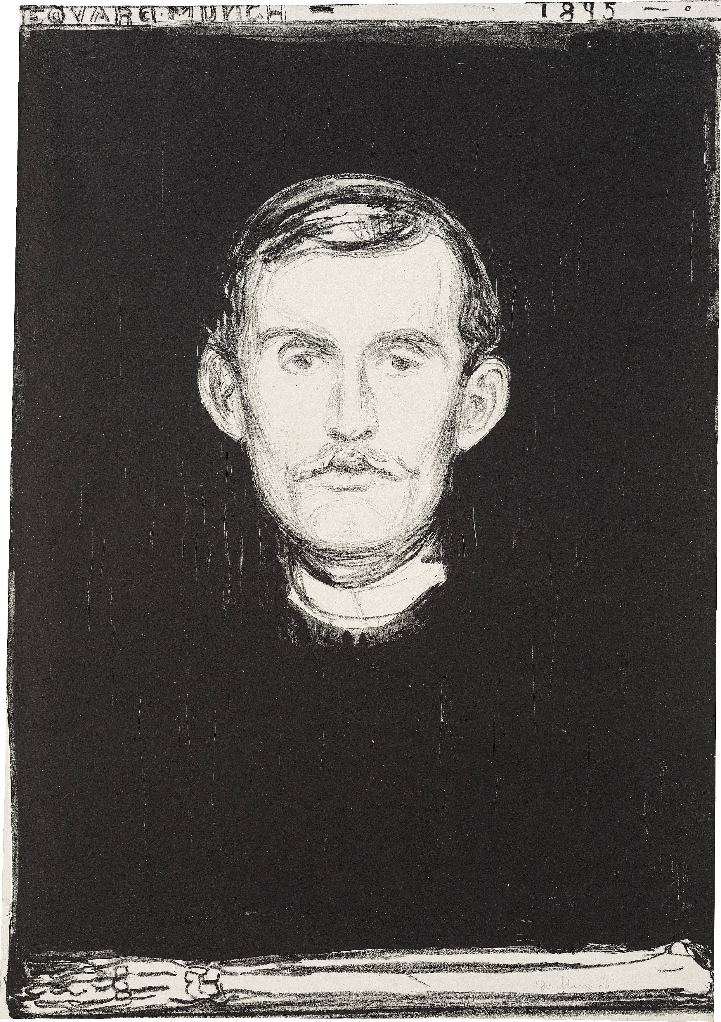 This picture shows the following artwork: Edvard Munch. ”Selbstporträt”. 1895.