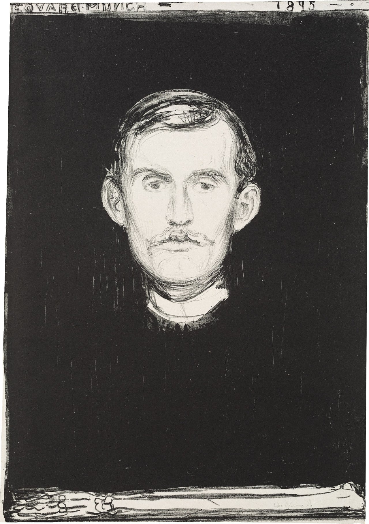 This picture shows the following artwork: Edvard Munch. ”Selbstporträt”. 1895.