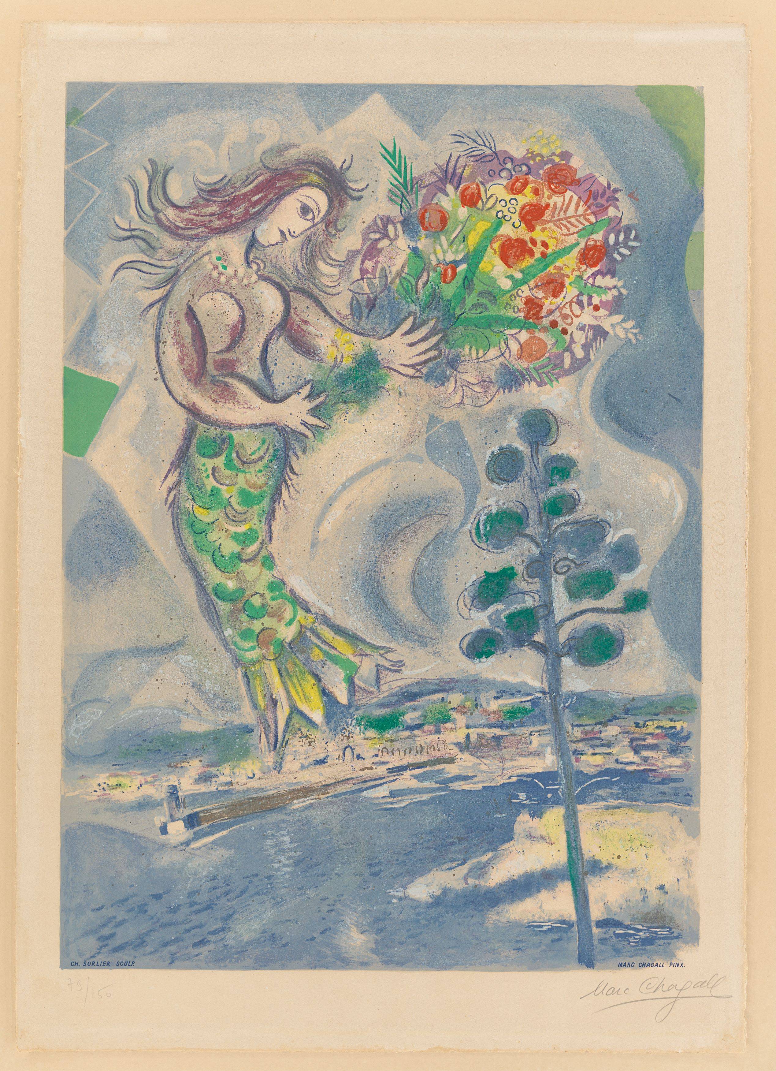 This picture shows the following artwork: Marc Chagall. ”Sirène au pin”. 1967.