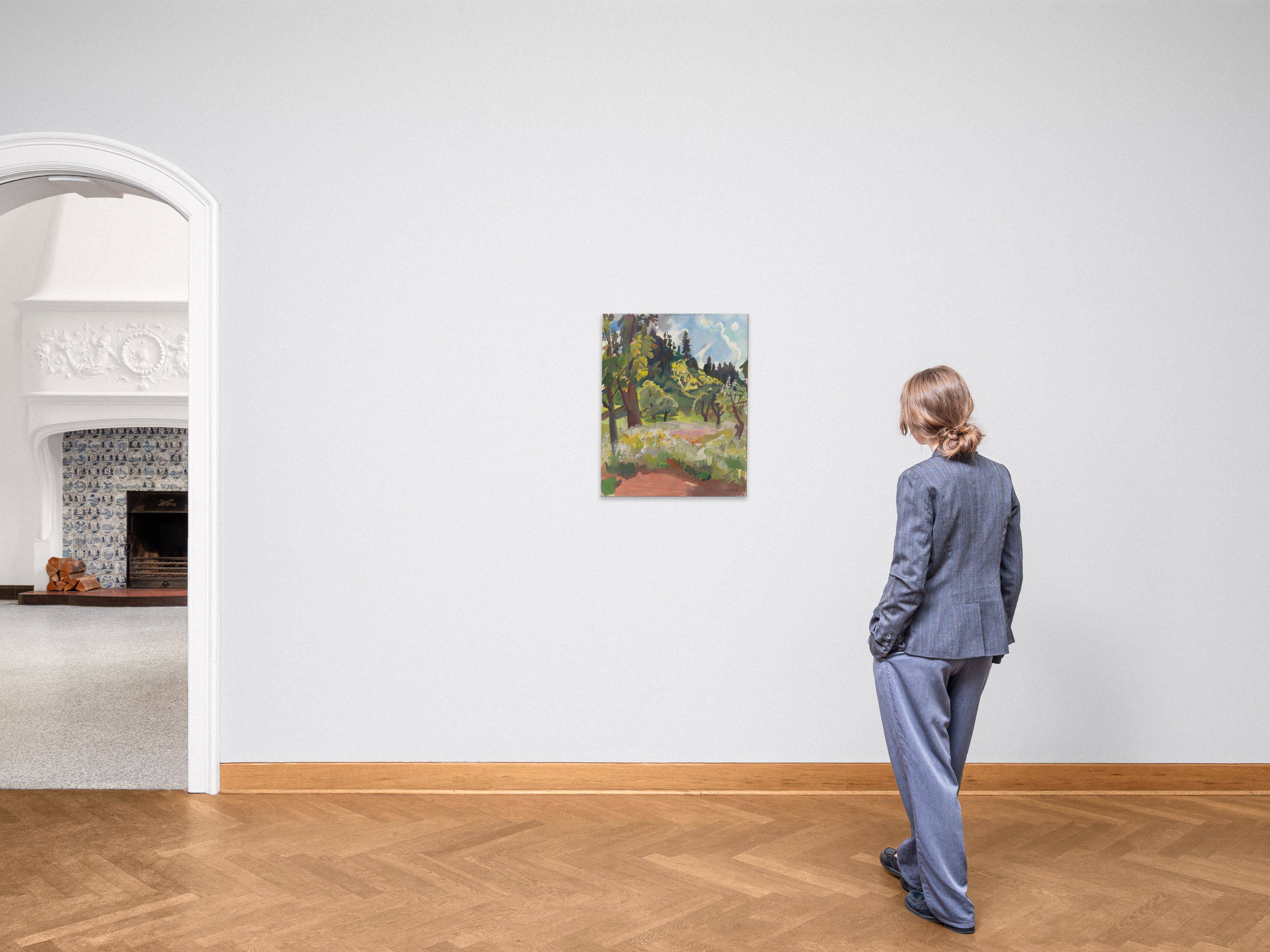 Auf diesem Bild ist das folgende Kunstwerk zu sehen: Otto Herbig. Bergwiese mit Bäumen. 1932.
