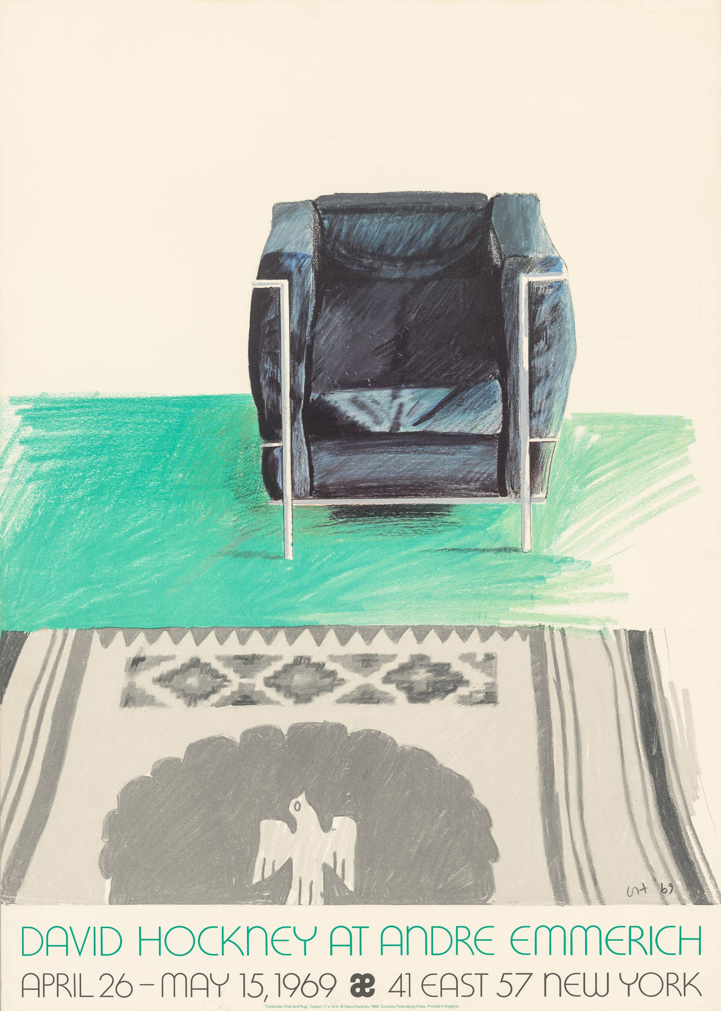 This picture shows the following artwork: David Hockney. David Hockney exhibition posters from 1969, 1980 and 1981. 1969 to 1981.