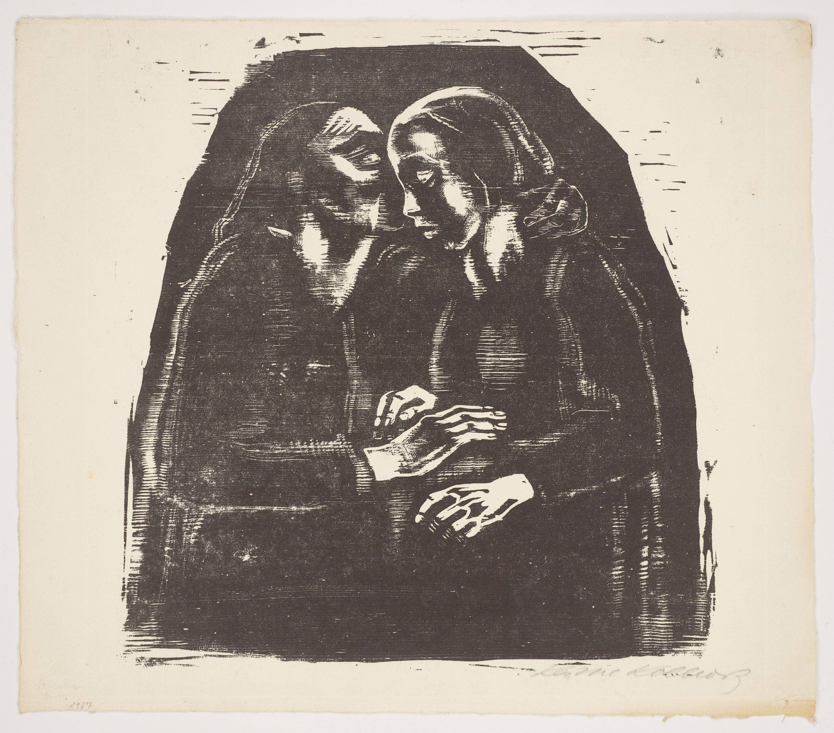 Auf diesem Bild ist das folgende Kunstwerk zu sehen: Käthe Kollwitz. „Maria und Elisabeth (Endgültige dritte Fassung)“. 1929/30.