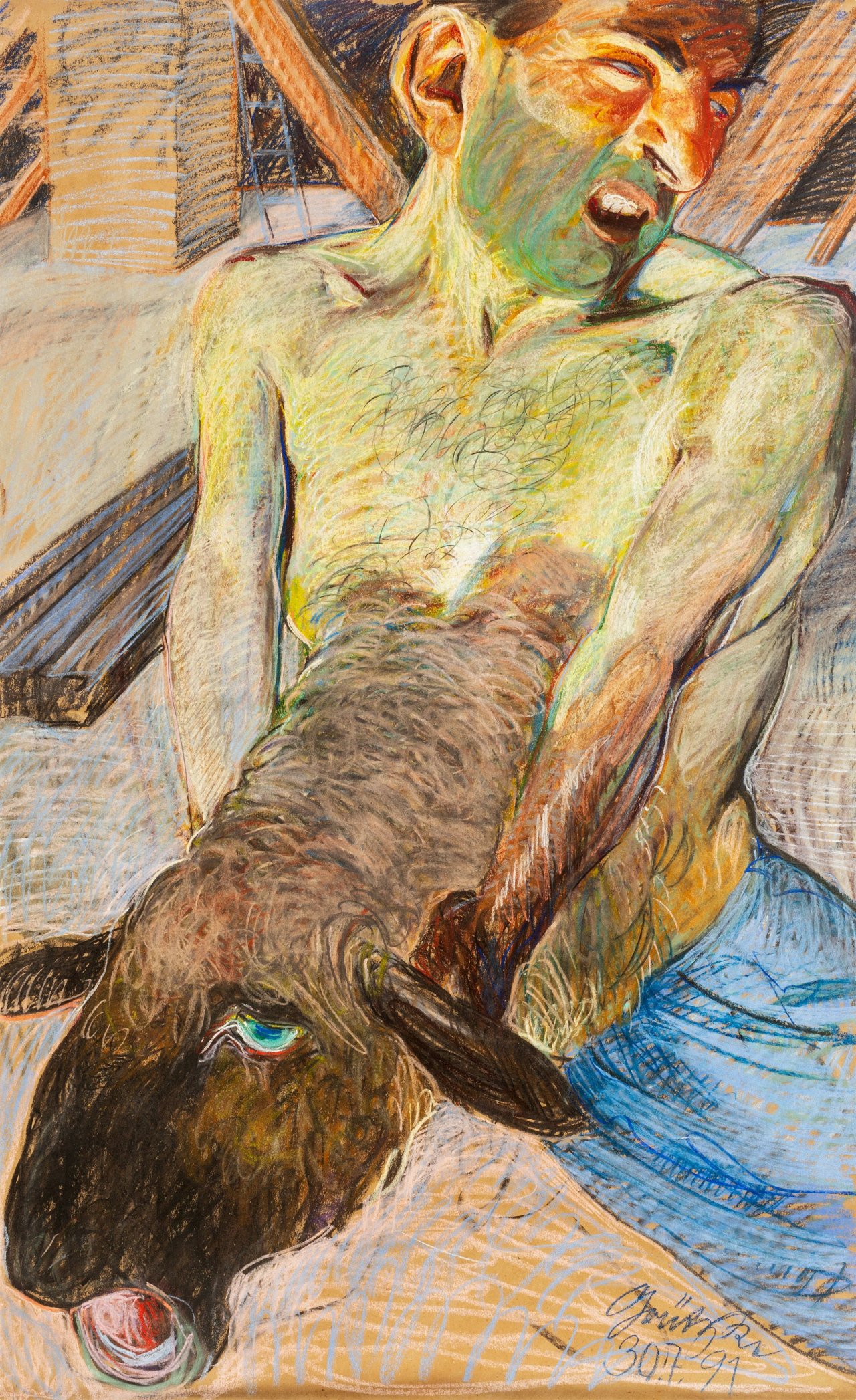 This picture shows the following artwork: Johannes Grützke. ”Das Schaf in meinem Bauch”. 1991.