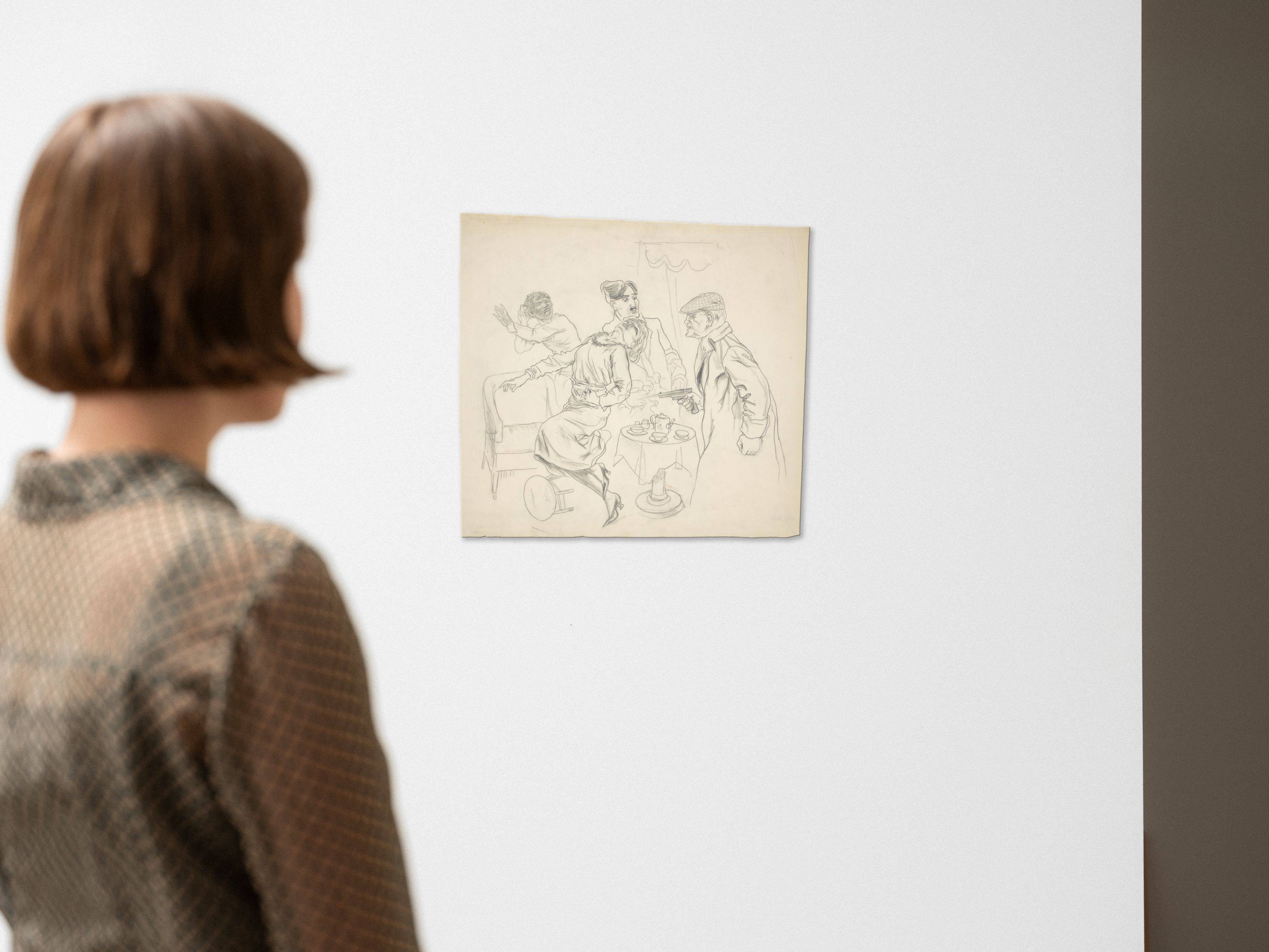 Auf diesem Bild ist das folgende Kunstwerk zu sehen: Rudolf Schlichter. Das Attentat im Salon. Um 1922.