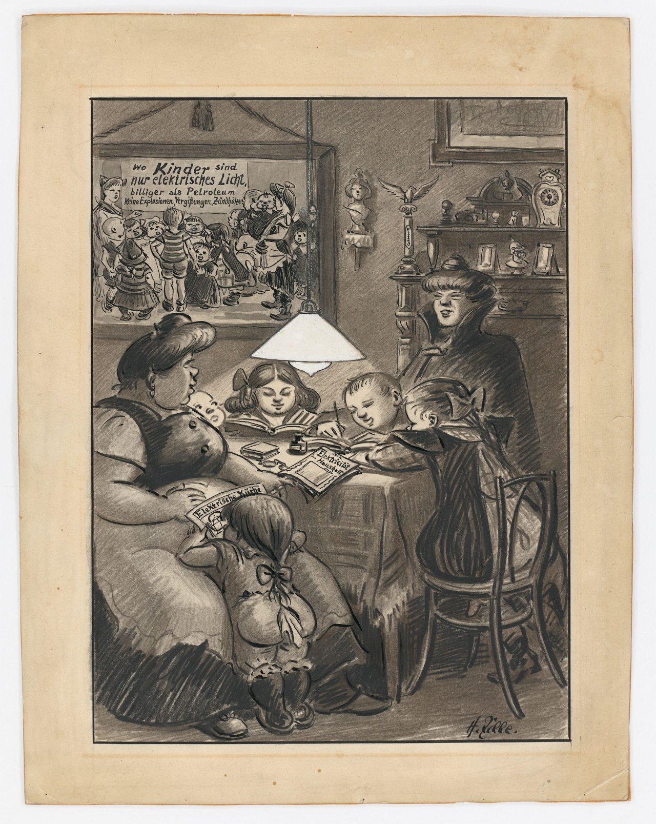 Auf diesem Bild ist das folgende Kunstwerk zu sehen: Heinrich Zille. Elektrisches Licht. Um 1911/12.