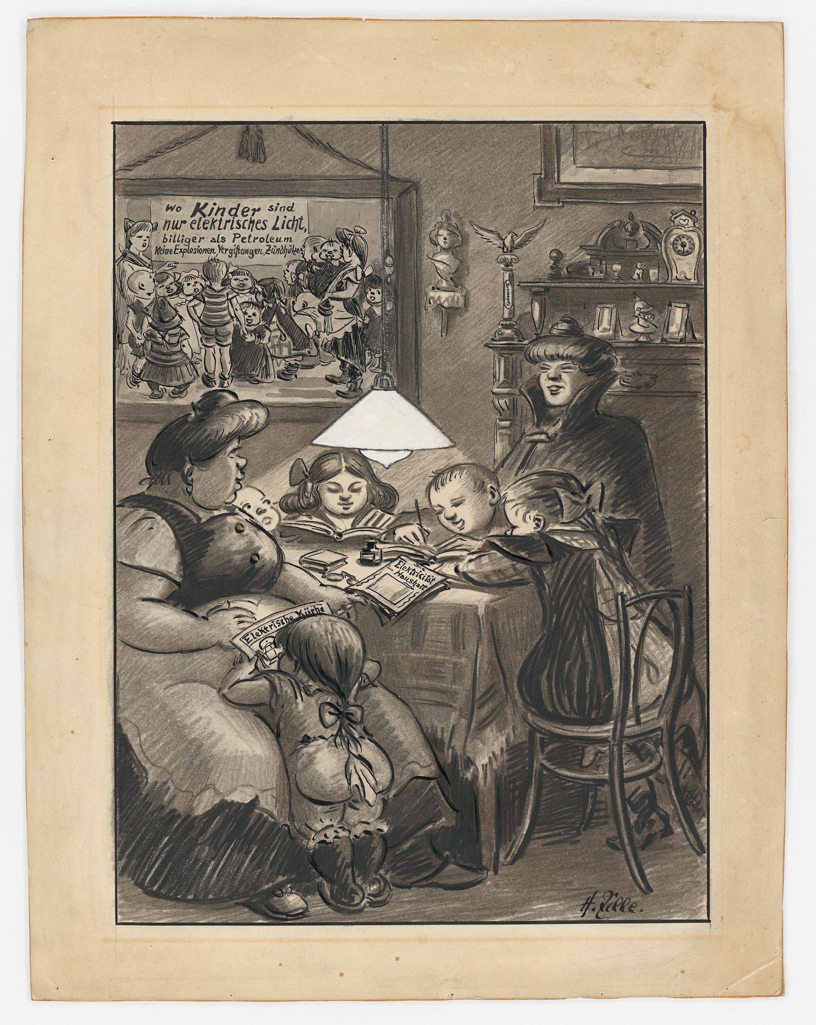 Auf diesem Bild ist das folgende Kunstwerk zu sehen: Heinrich Zille. Elektrisches Licht. Um 1911/12.