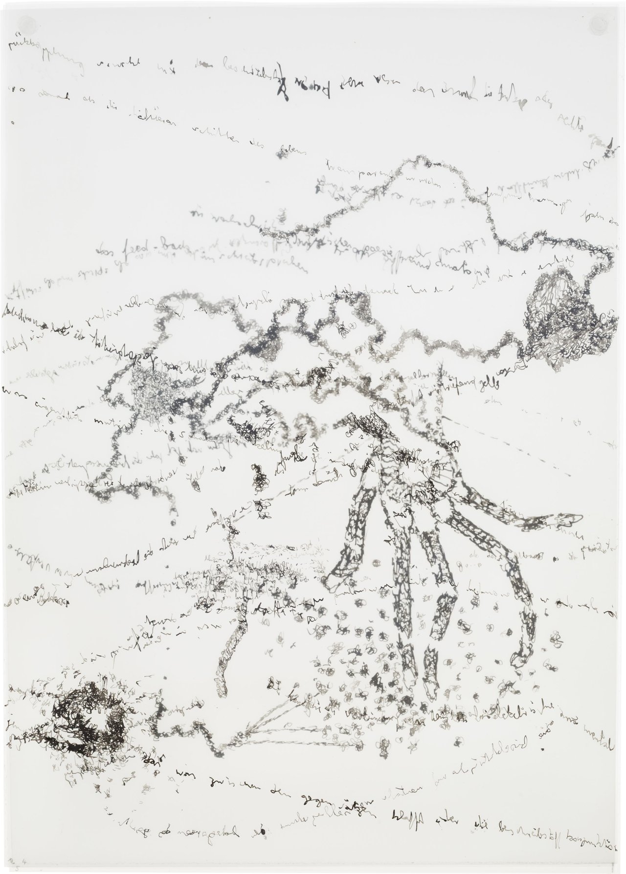 This picture shows the following artwork: Carlfriedrich Claus. ”Mikro-Kombinat: Vorversuchende Gedanken-Affekt-Bewegung: an das Dass”. 1963-1964.