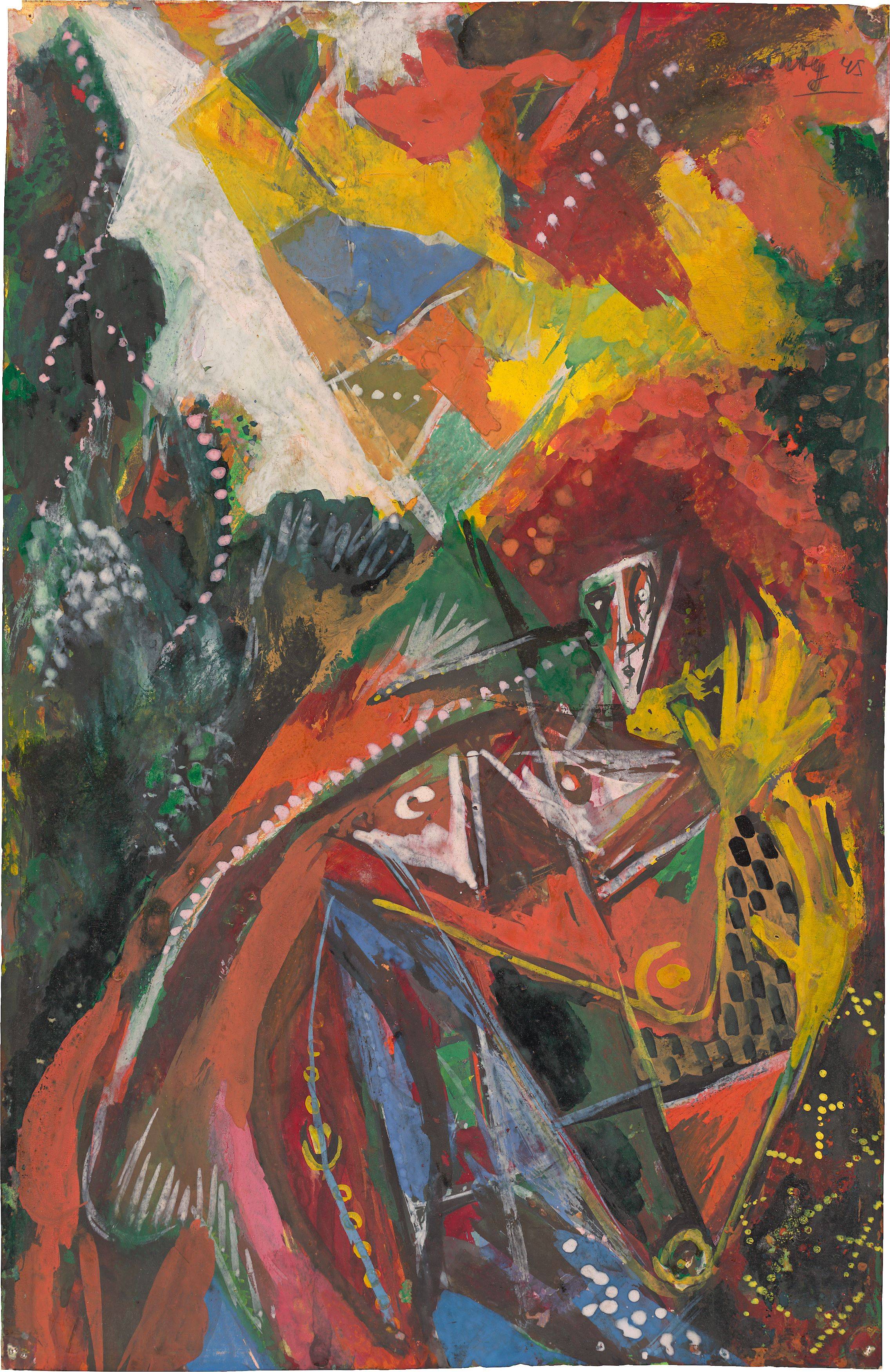 Auf diesem Bild ist das folgende Kunstwerk zu sehen: Ernst Wilhelm Nay. „Frau im Garten“. 1945.