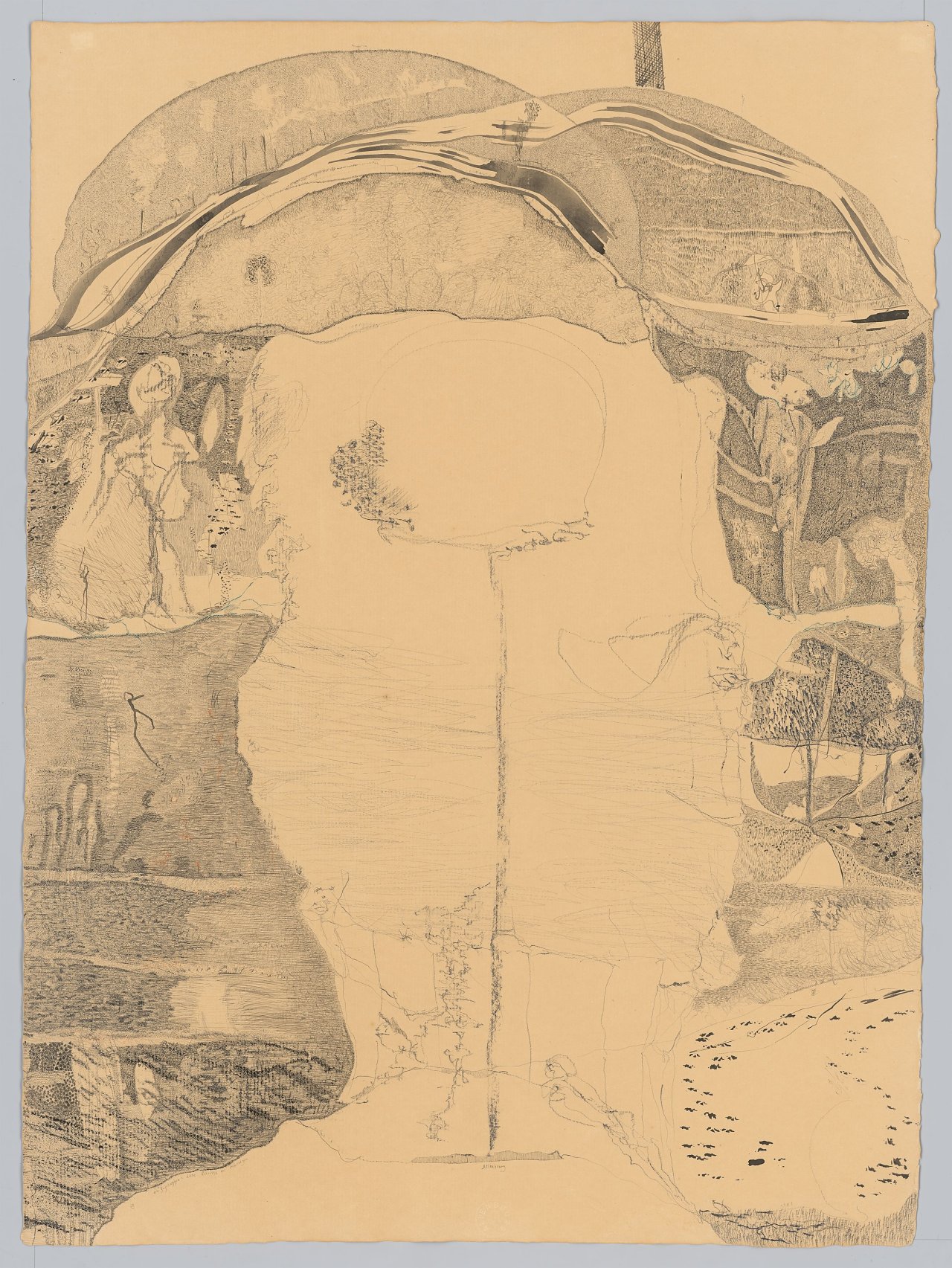 This picture shows the following artwork: Gerhard Altenbourg. ”Die Fußstapfen: Diese Schritte ins Schweigen”. 1981.