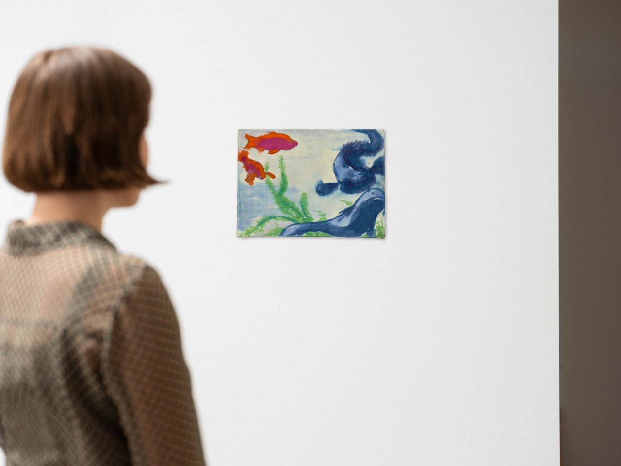 Auf diesem Bild ist das folgende Kunstwerk zu sehen: Emil Nolde. „Blaue und rote Zierfische im Aquarium“. Um 1923/24.
