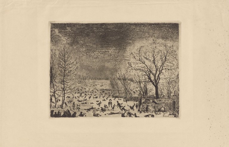 Auf diesem Bild ist das folgende Kunstwerk zu sehen: James Ensor. „Les patineurs“. 1889.