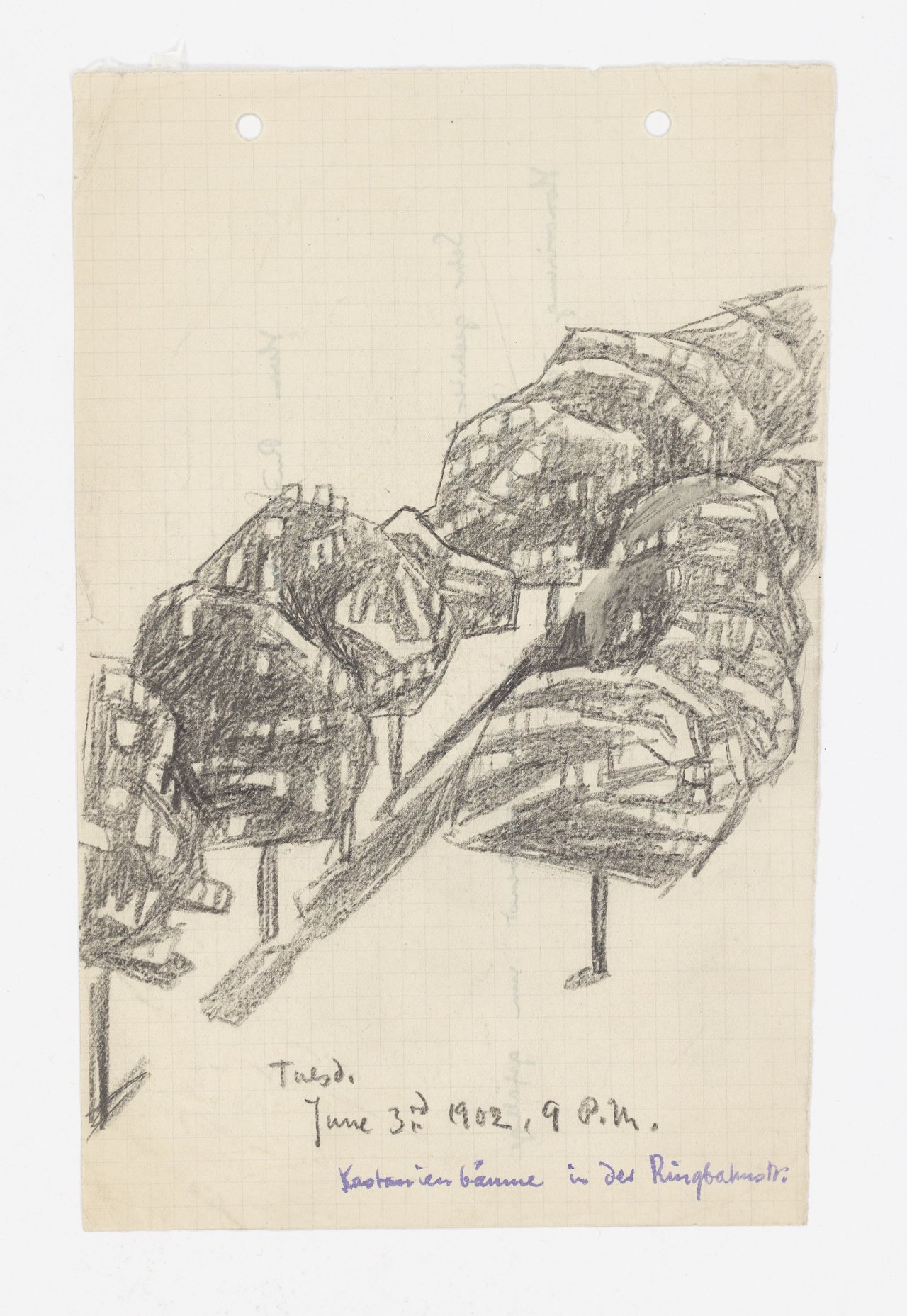 This picture shows the following artwork: Lyonel Feininger. ”Kastanienbäume in der Ringbahnstraße”. 1902.