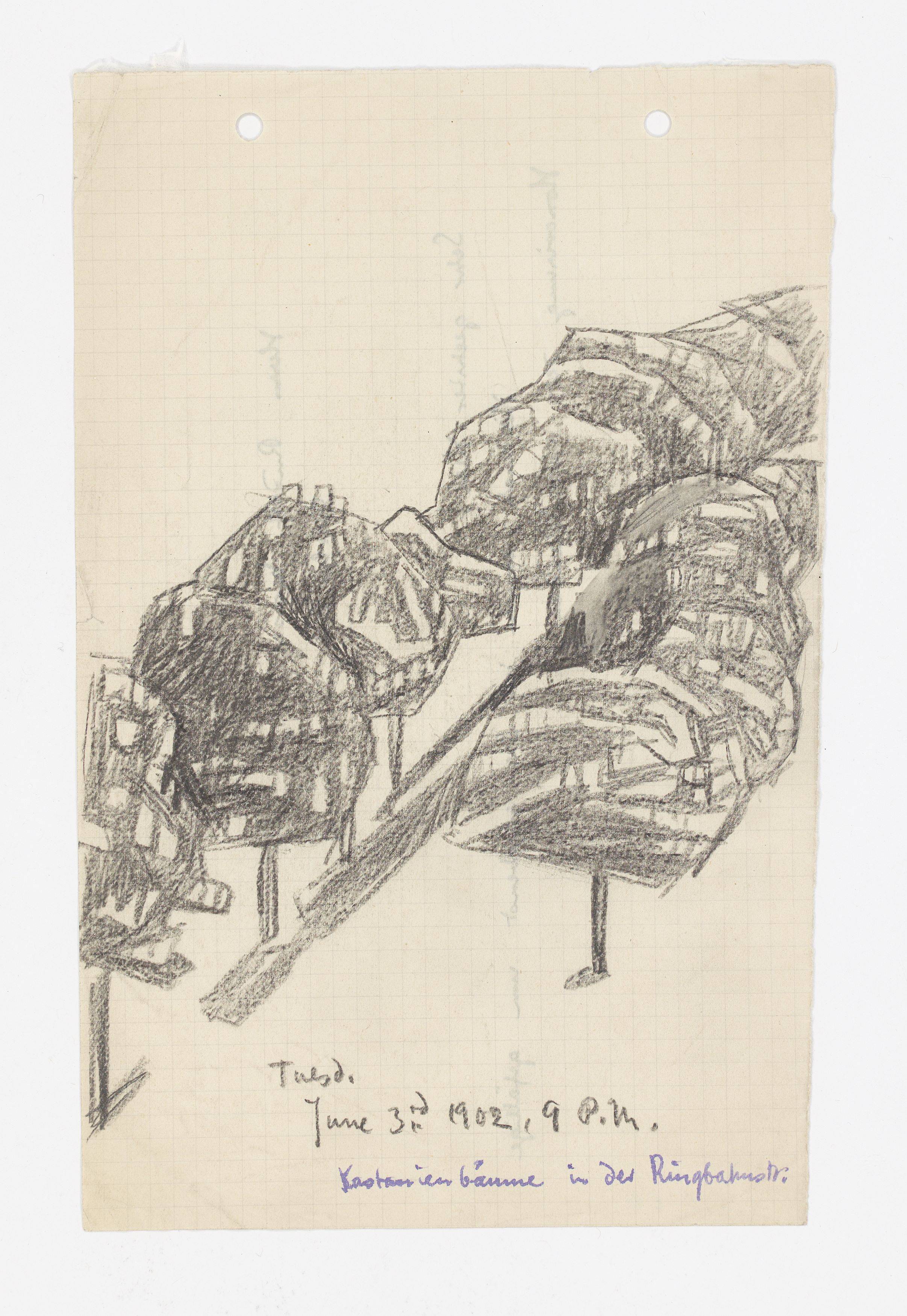 This picture shows the following artwork: Lyonel Feininger. ”Kastanienbäume in der Ringbahnstraße”. 1902.