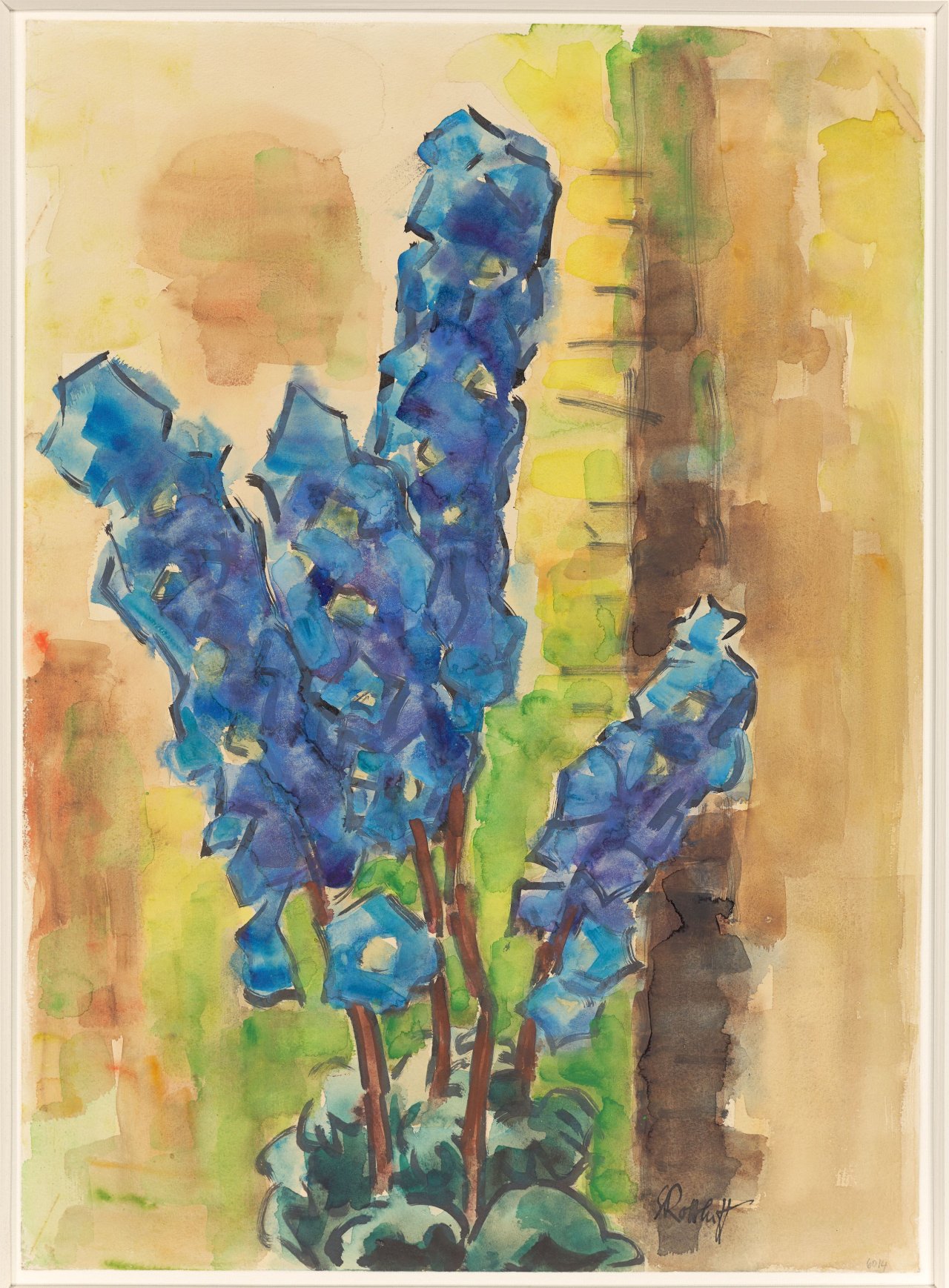 This picture shows the following artwork: Karl Schmidt-Rottluff. Blue delphinium III. 1960.