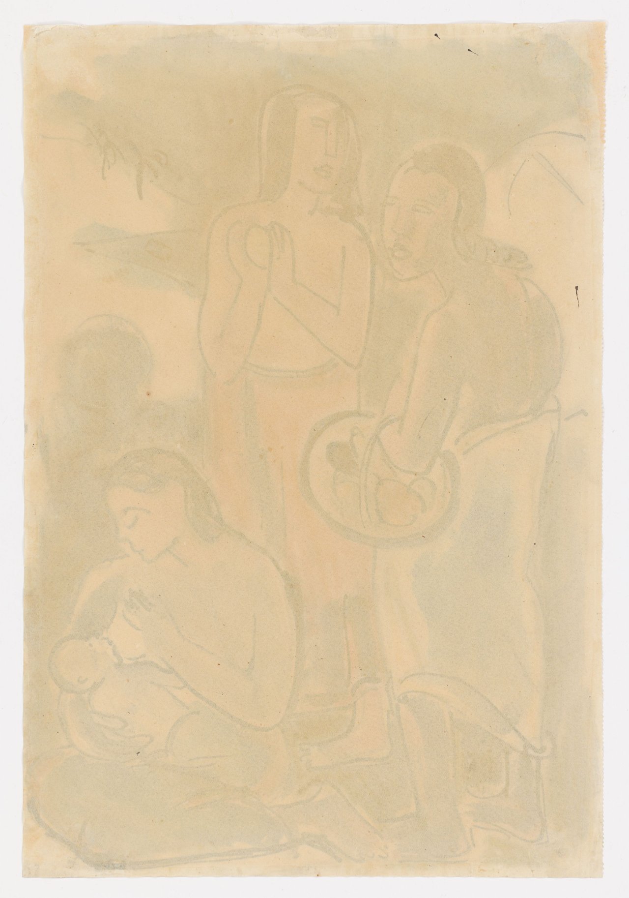 This picture shows the following artwork: Max Pechstein. Study after Paul Gauguin's ”Maternité II”.