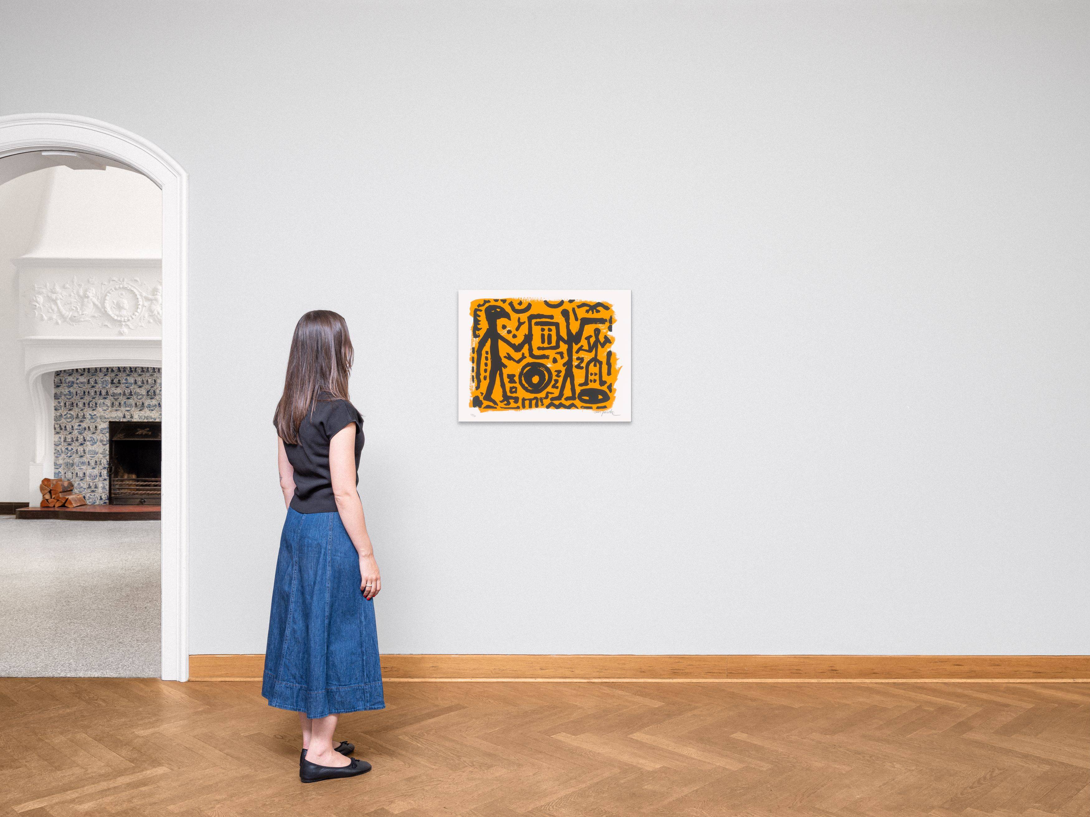 This picture shows the following artwork: A.R. Penck. ”Falkenkopf, Jäger und Adler”. 1994.