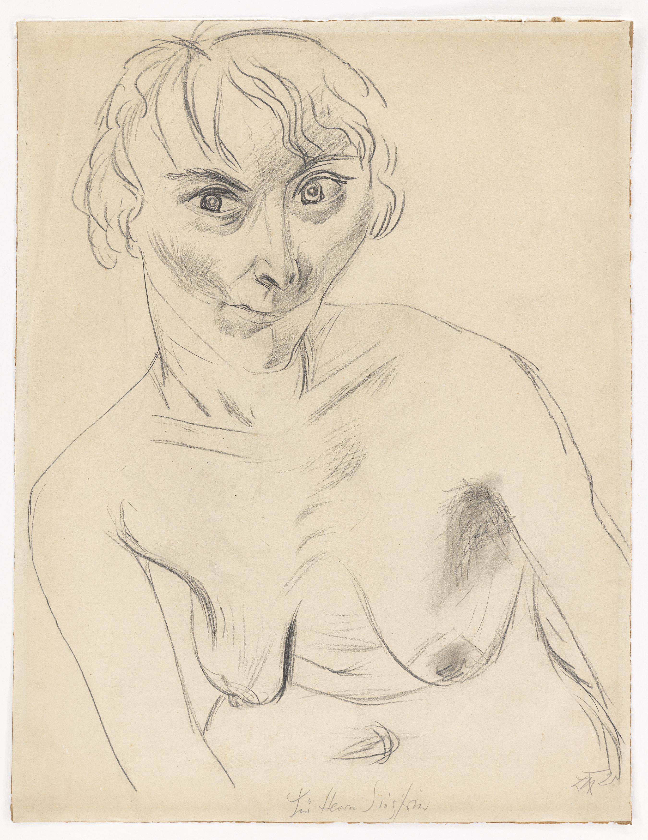 Auf diesem Bild ist das folgende Kunstwerk zu sehen: Otto Dix. „Weiblicher Halbakt“ (Modell Elli). 1921.